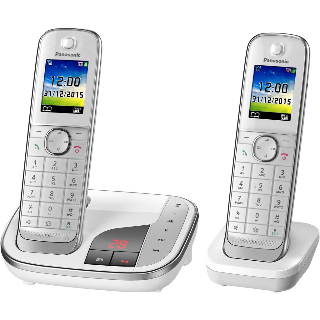 Panasonic Schnurloses DECT-Telefon »KX-TGJ322«, (Mobilteile: 2), mit Anrufbeantworter, Weckfunktion, Freisprechen