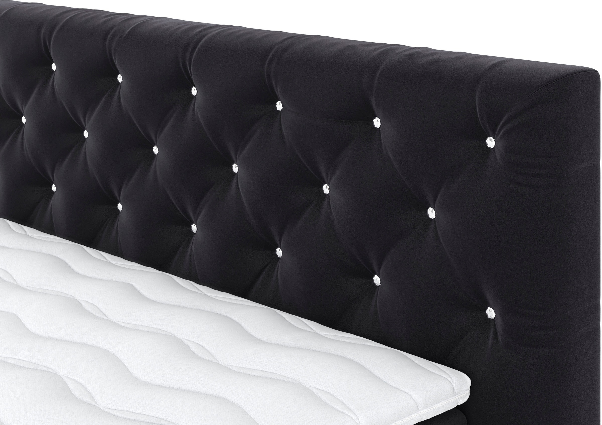 COTTA Boxspringbett »Castle«, mit Strasssteinen im Kopfteil, inkl. Topper
