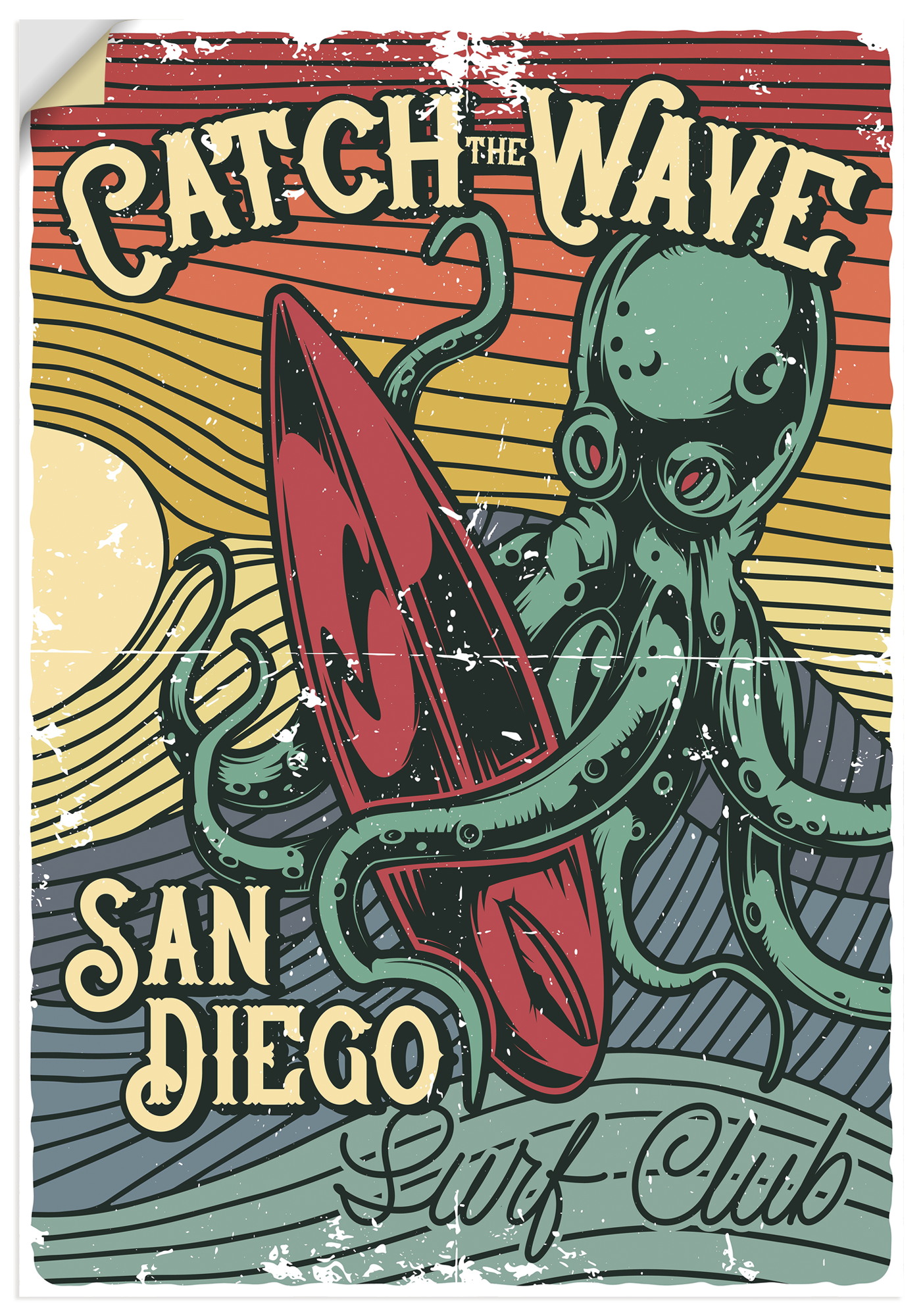 Artland Wandbild "Erleben Sie die Welle San Diego" 1 Stk. tlg. als Alubild, Leinwandbild, Poster, Wandaufkleber in verschied. Größen