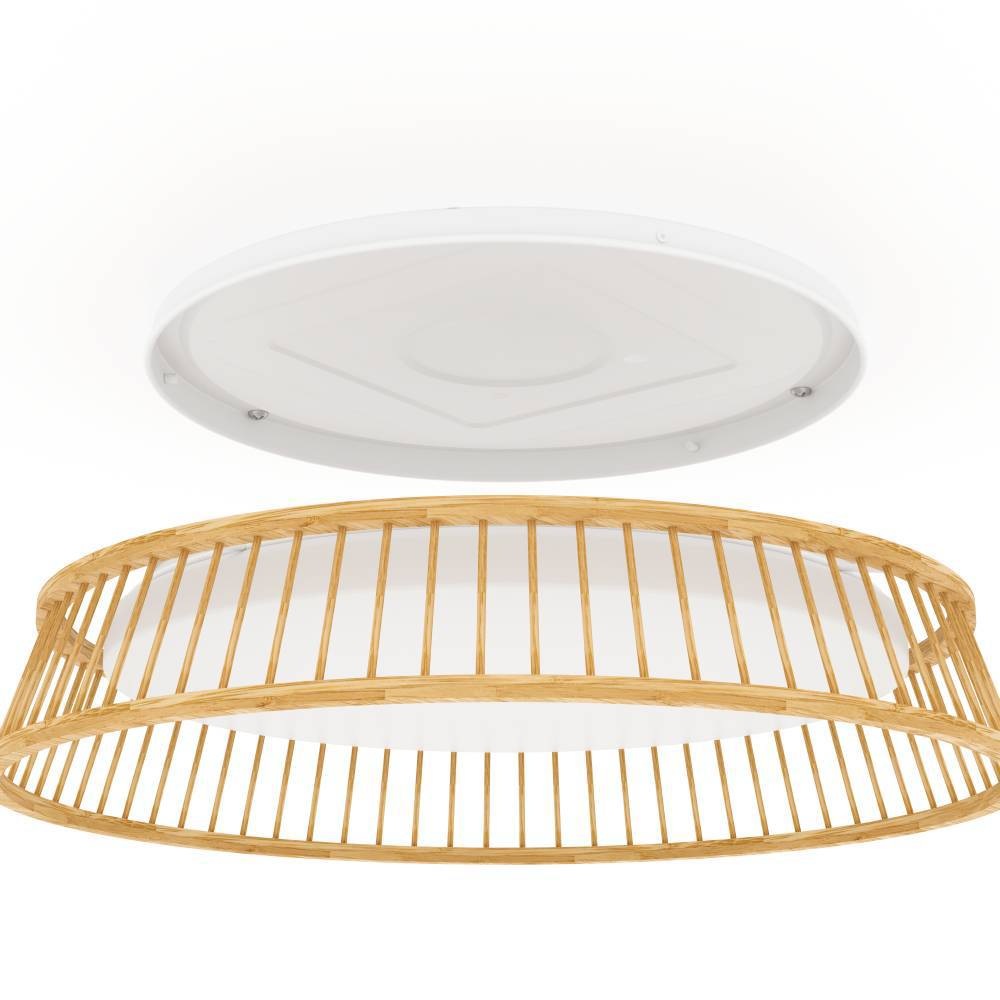 EGLO Deckenleuchte »LUPPINERIA«, 1 flammig, Leuchtmittel LED-Modul | LED fest integriert, Deckenlampe, Kunststoff in Weiß und Bambus in Natur, Lampe, Ø 45 cm