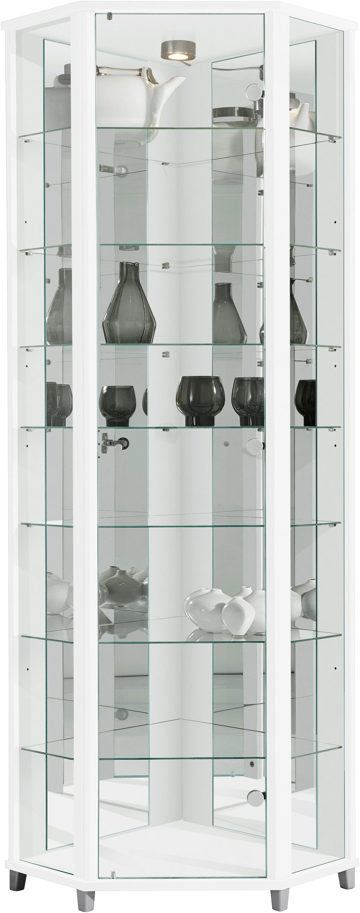 fif möbel Eckvitrine »TRIO Höhe ca. 172 cm, ink. Beleuchtung«, Eckvitrine/Glasvitrine 1x Glastür, perfekt für Sammler, Sammlervitrine