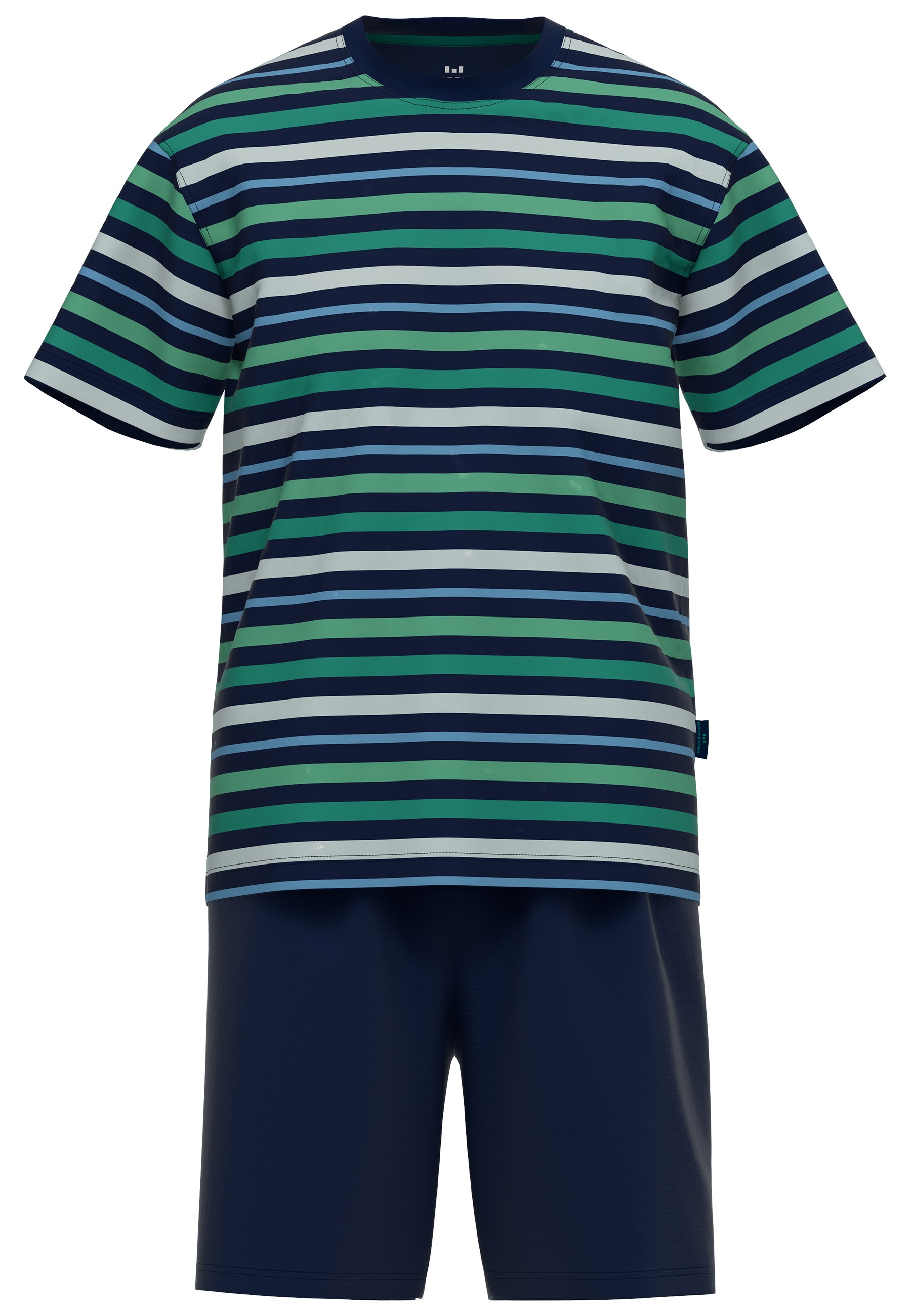 Thumbnail - GÖTZBURG Shorty "Bray", (2 tlg.), Kurzarm, Rundhalsausschnitt, kurze Hose, Baumwollmix, Streifendesign