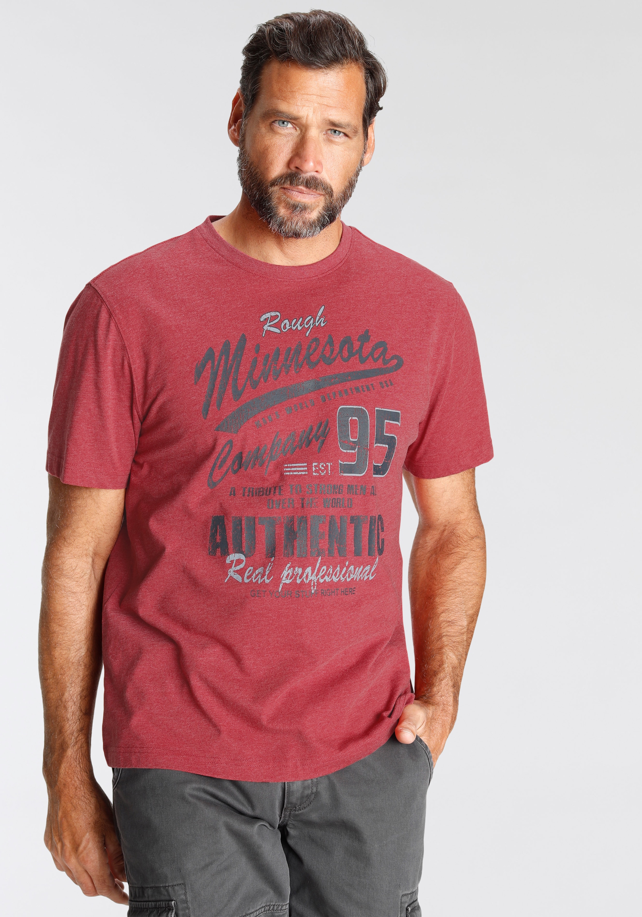 Man's World T-Shirt, kurzärmelig, melierte Optik, Rundhalsausschnitt