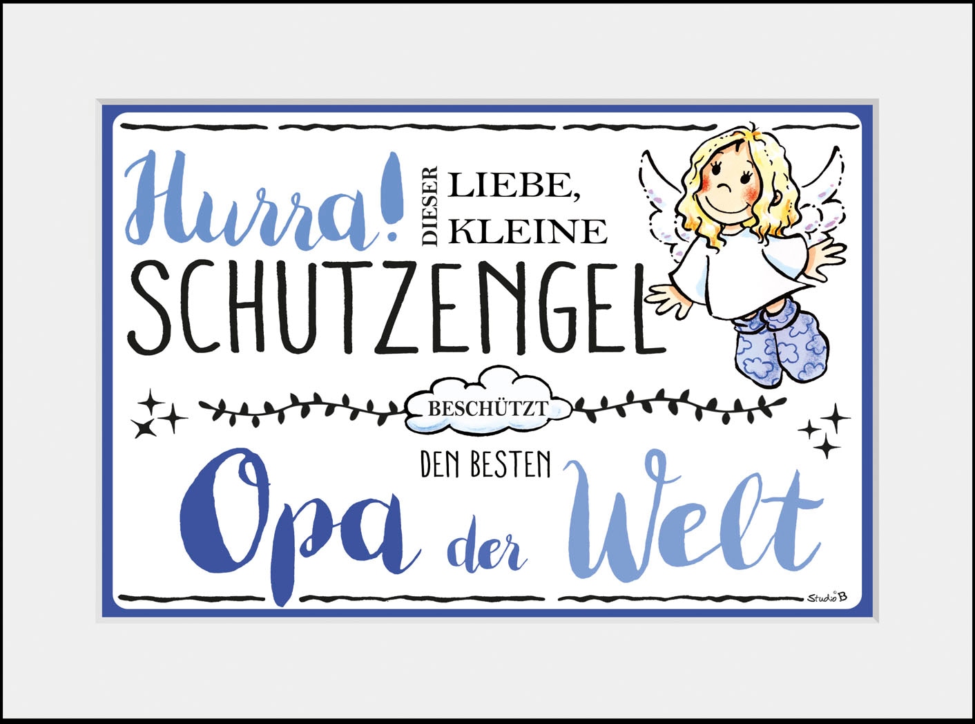 queence Bild "Schutzengel Opa", Engel-Himmel-Stern-Sterne-Schriftzug-Sprüch günstig online kaufen