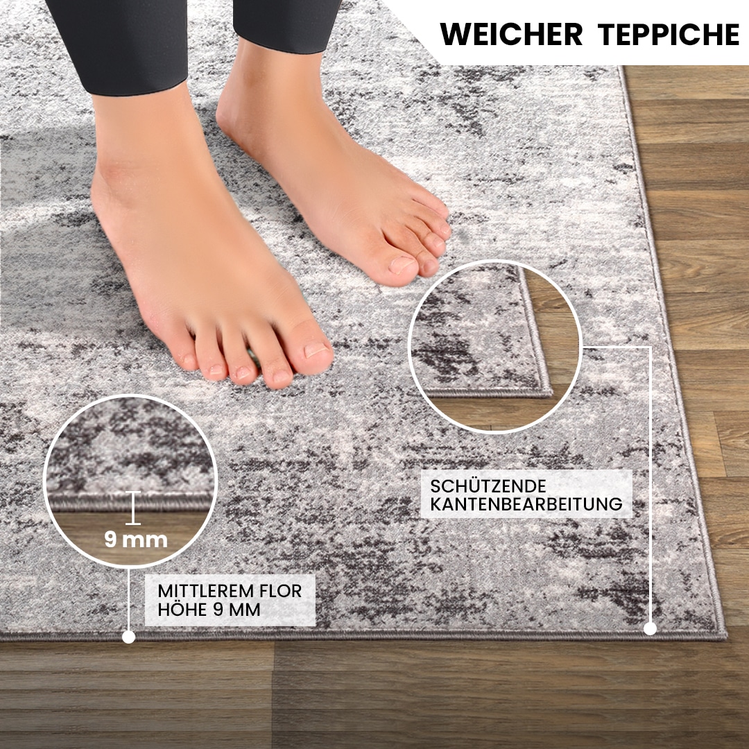 Livabliss Teppich »BANGKOK«, rund, 9 mm Höhe, Designerteppich in Marmor Optik, Kurzflor Wohnzimmerteppich/Läufer