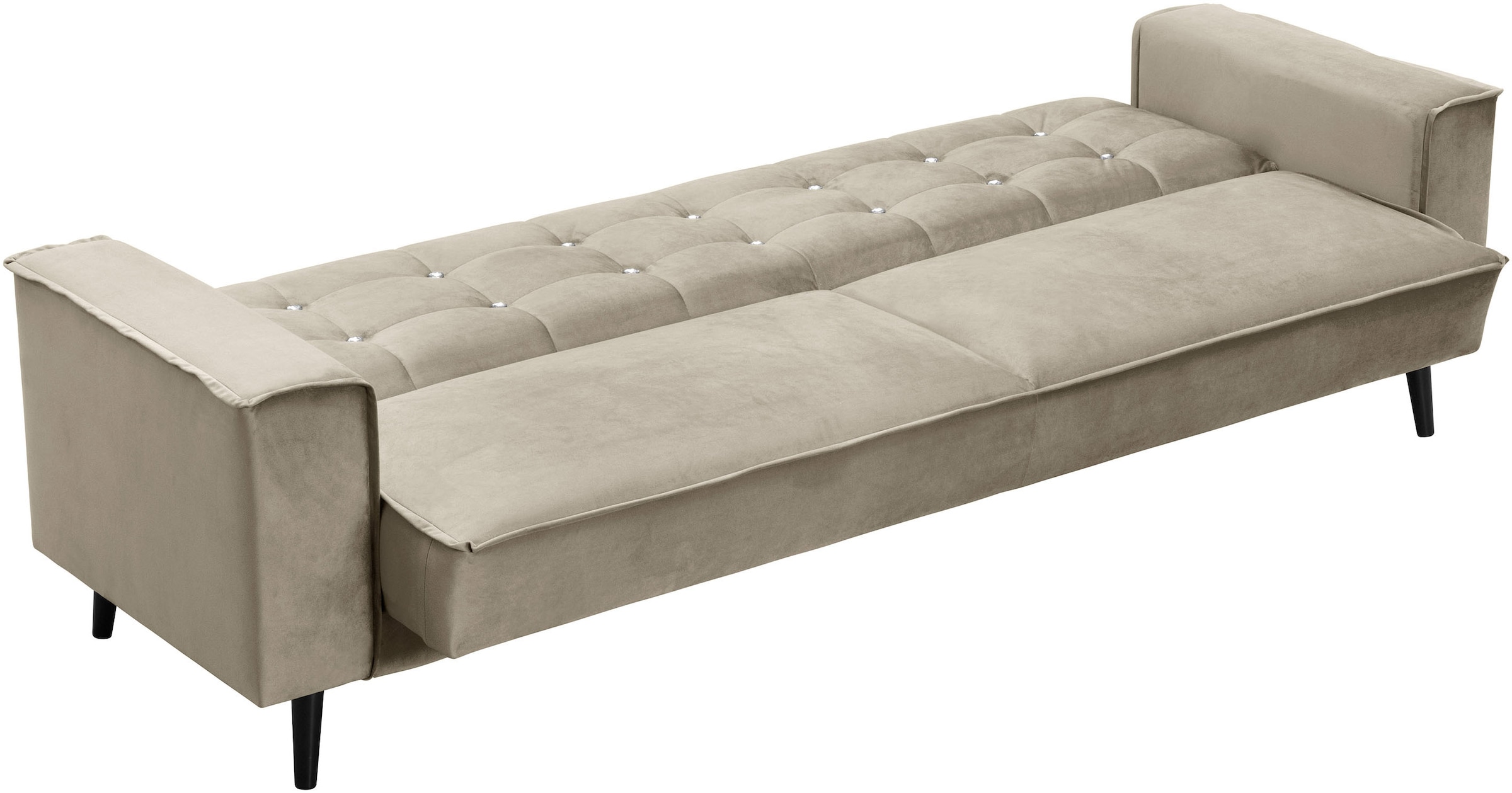 Max Winzer® Schlafsofa »Jersey, 3-Sitzer, Sofa in exklusivem Design, mit Strasssteinen«, handgefertigt, hochwertige Konstruktion, Samtvelours, mit Bettfunktion