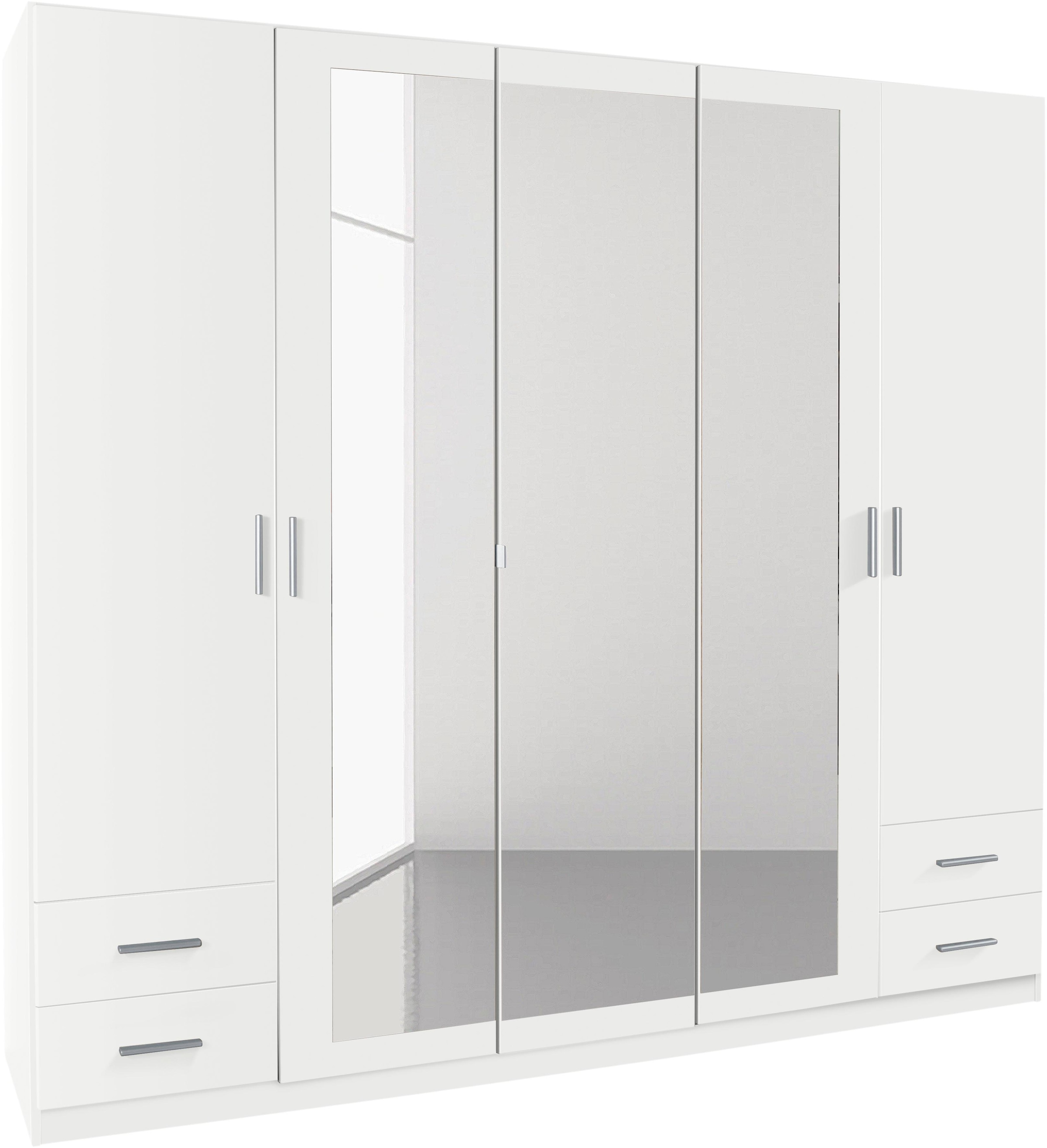 Drehtürenschrank RAUCH, B:225cm H:210cm T:54cm, weiß, Schränke, "Drehtürenschrank Schrank Garderobe Wäscheschrank Schlafzimmer FLEXX", mit 4