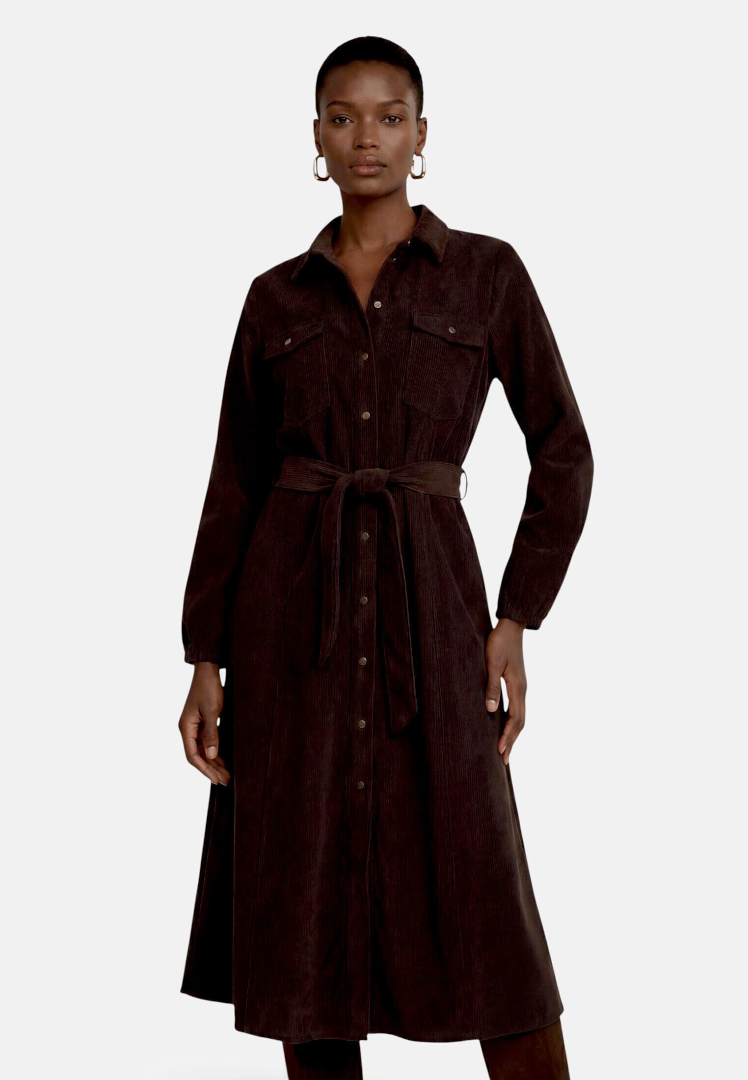 Zero Cordkleid »Damen mit Bindegürtel« aufgesetzte Taschen Material