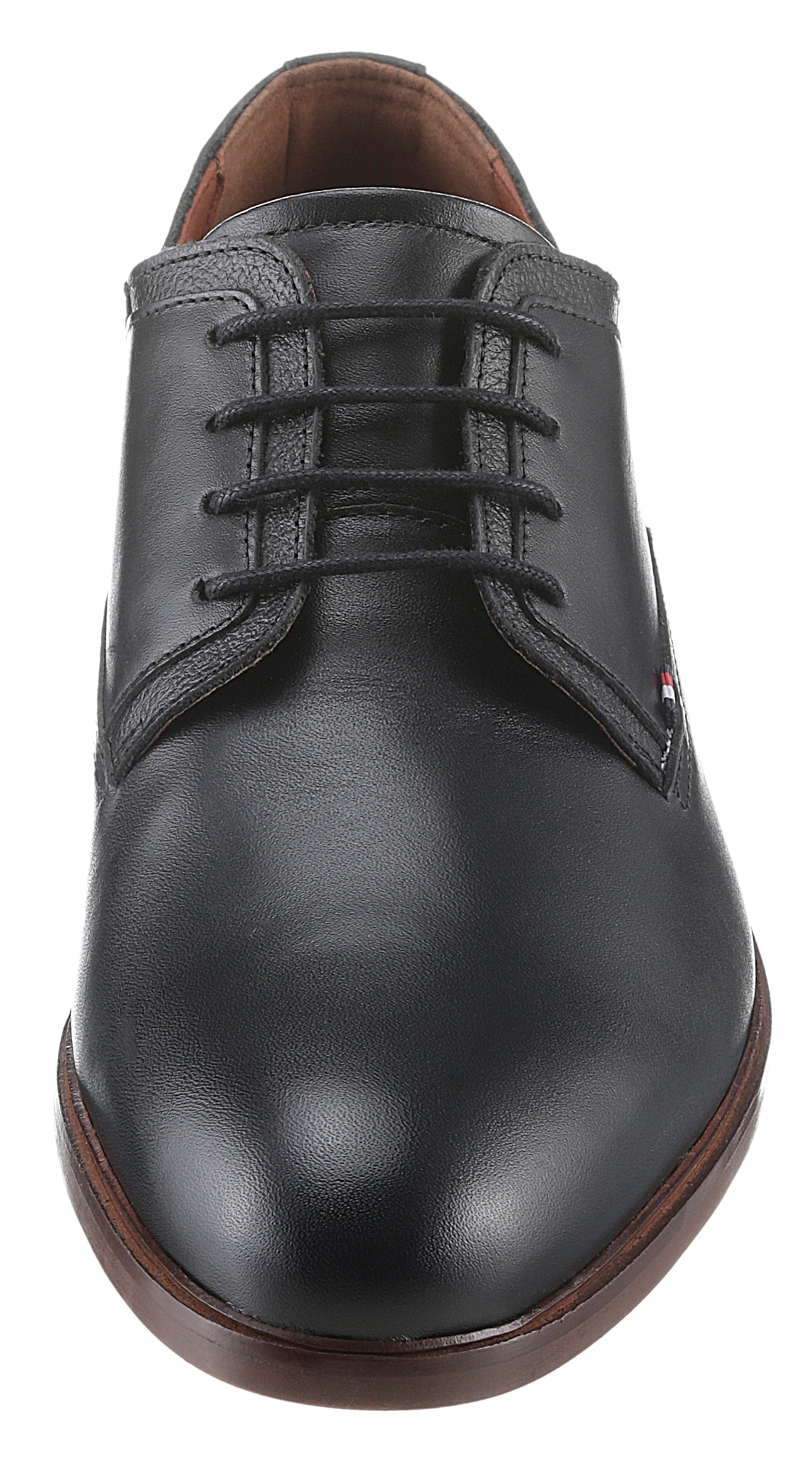 Tommy Hilfiger Schnürschuh »HILFIGER THUNIT LEATHER SHOE«, Blockabsatz, Businessschuh, Festtagsschuh in schmaler Form