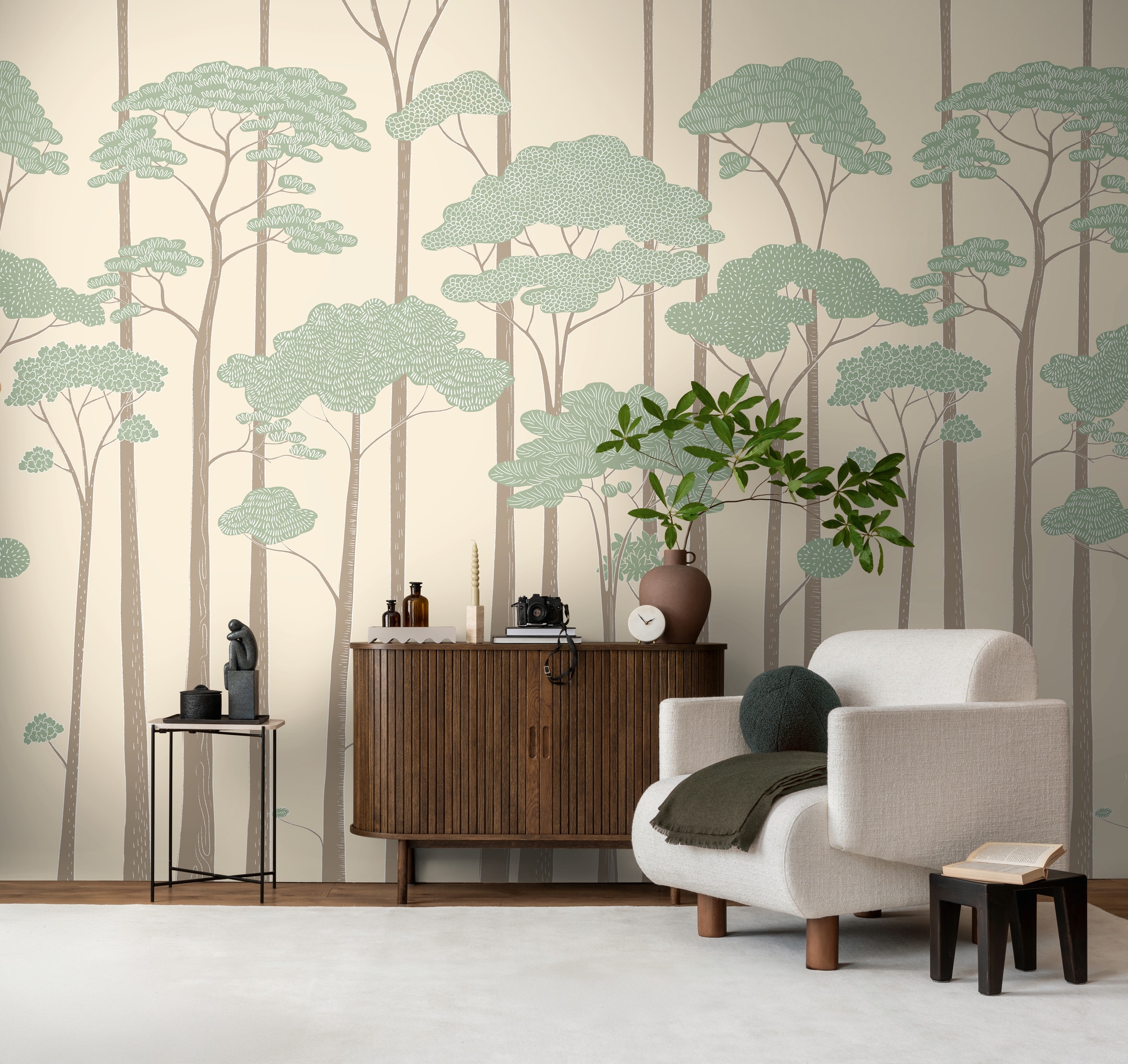 living walls Vliestapete "Fototapete Grafischer Wald"