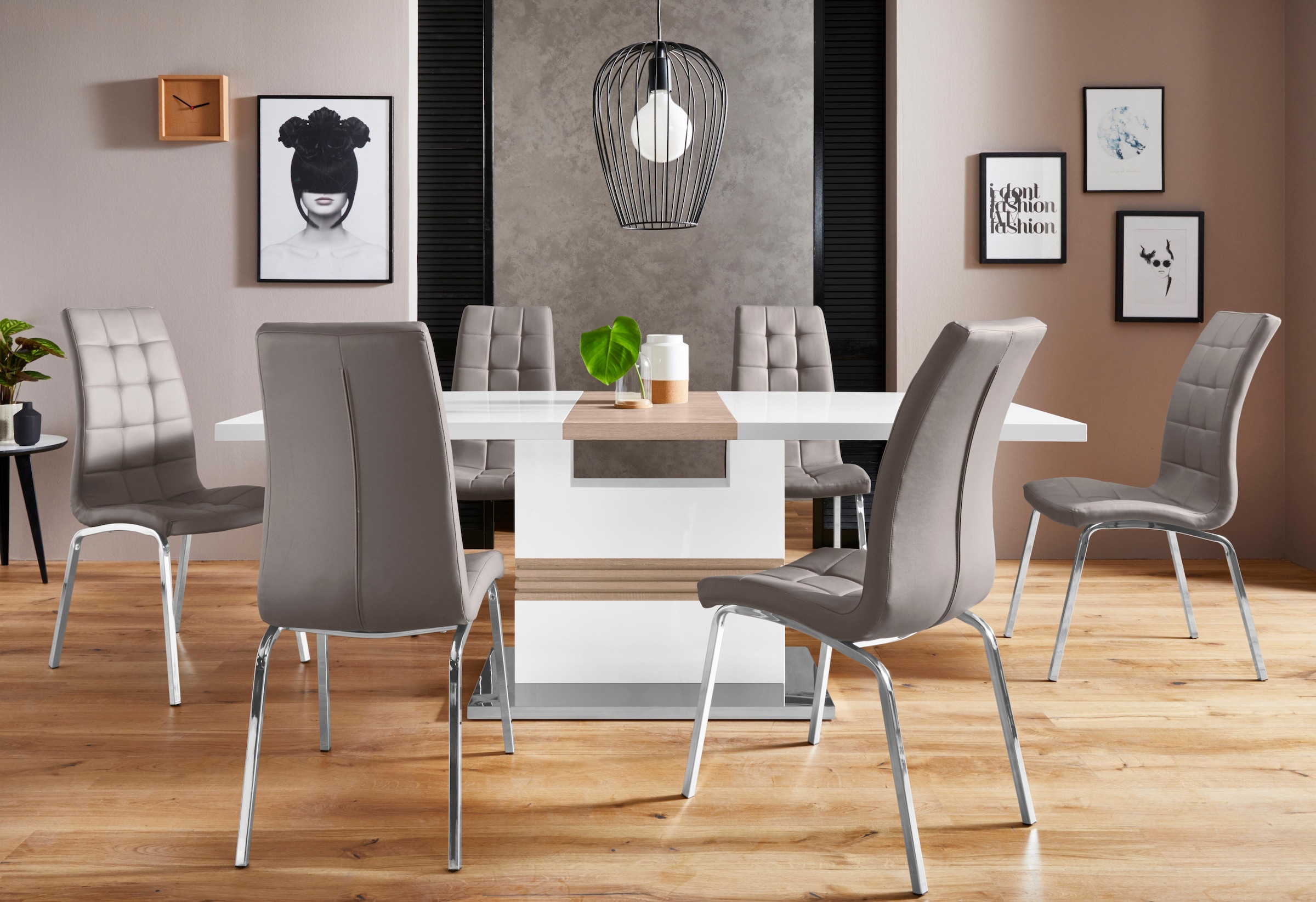 INOSIGN Essgruppe "Perez/Lila" Set, 5 Stk. tlg. mit 4 Stühlen, Tisch auszie günstig online kaufen