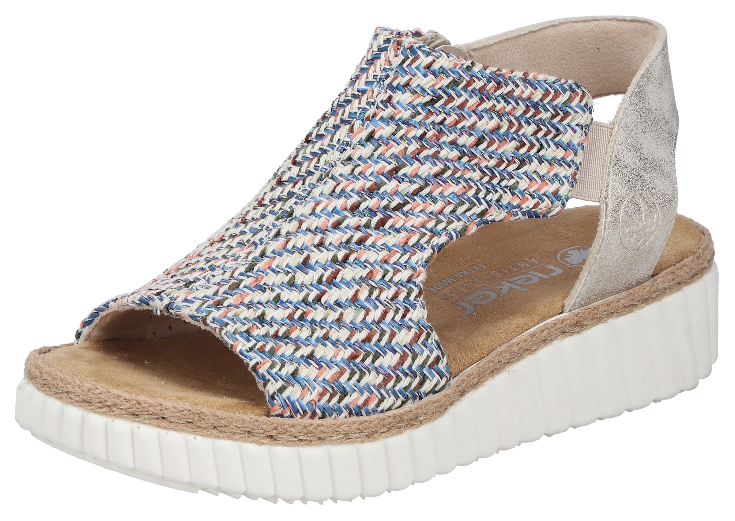 Rieker Schaftsandale  Sommerschuh, Urlaubsschuh, Plateausandale mit Reißverschluss