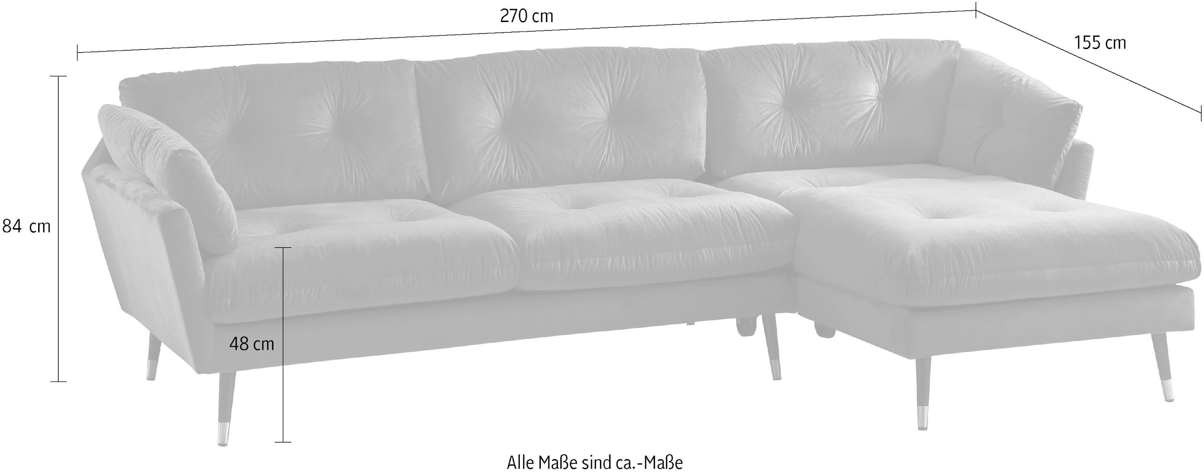 Trends by HG Ecksofa »Japan L-Form«, mit Fuß in Holz-Metallkombination, Recamiere rechts oder links