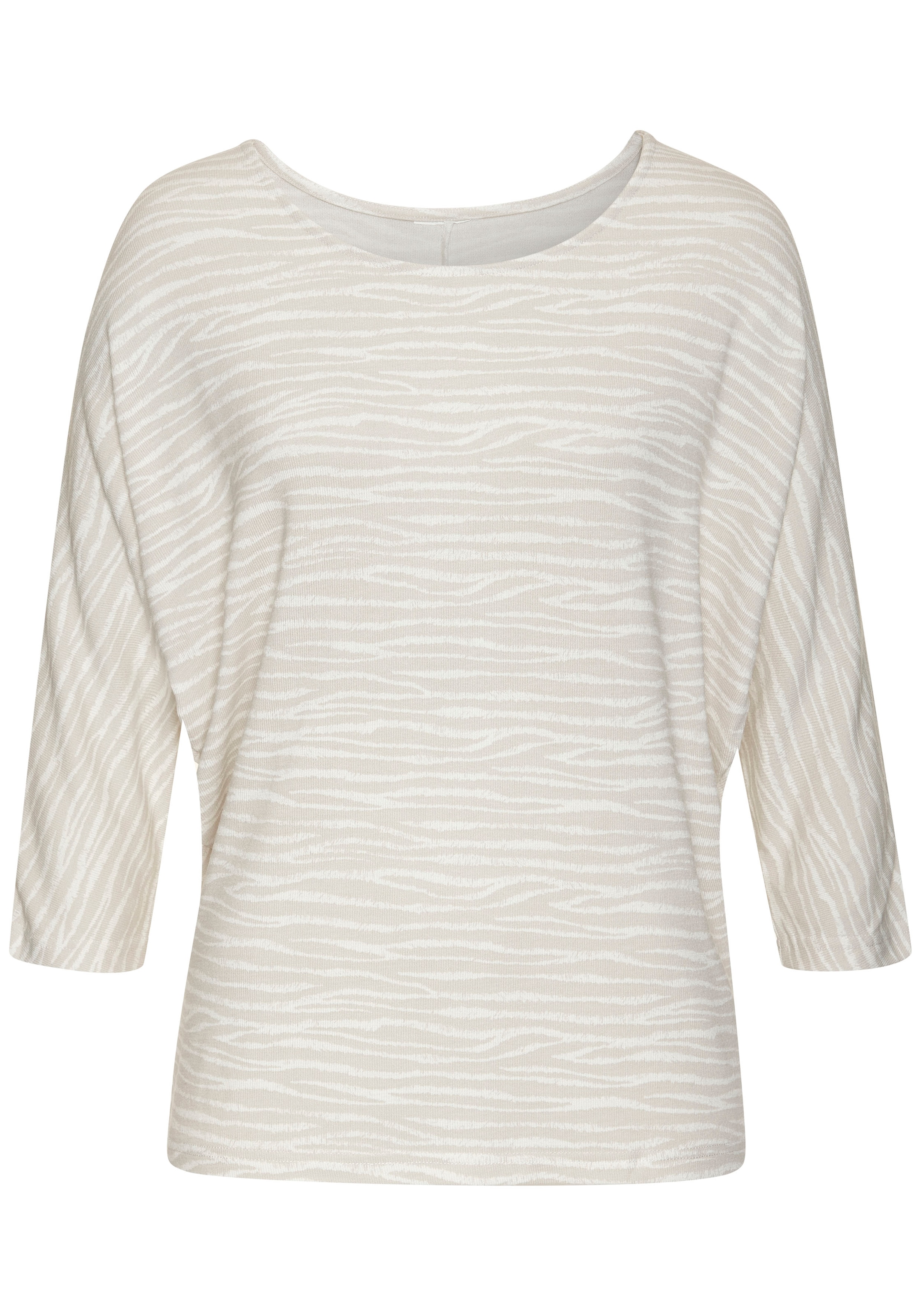 LASCANA 3/4-Arm-Shirt »mit modischem Zebra-Muster«, aus weichem Viskose-Strick