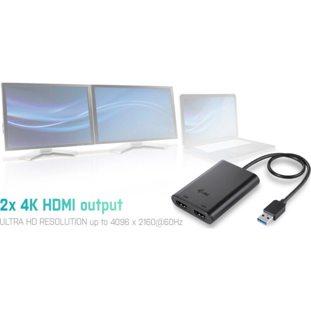 I-TEC Computer-Adapter »Video-Adapter USB3.0/USB-C > 2x 4K HDMI«, USB Typ A zu HDMI, 27 cm