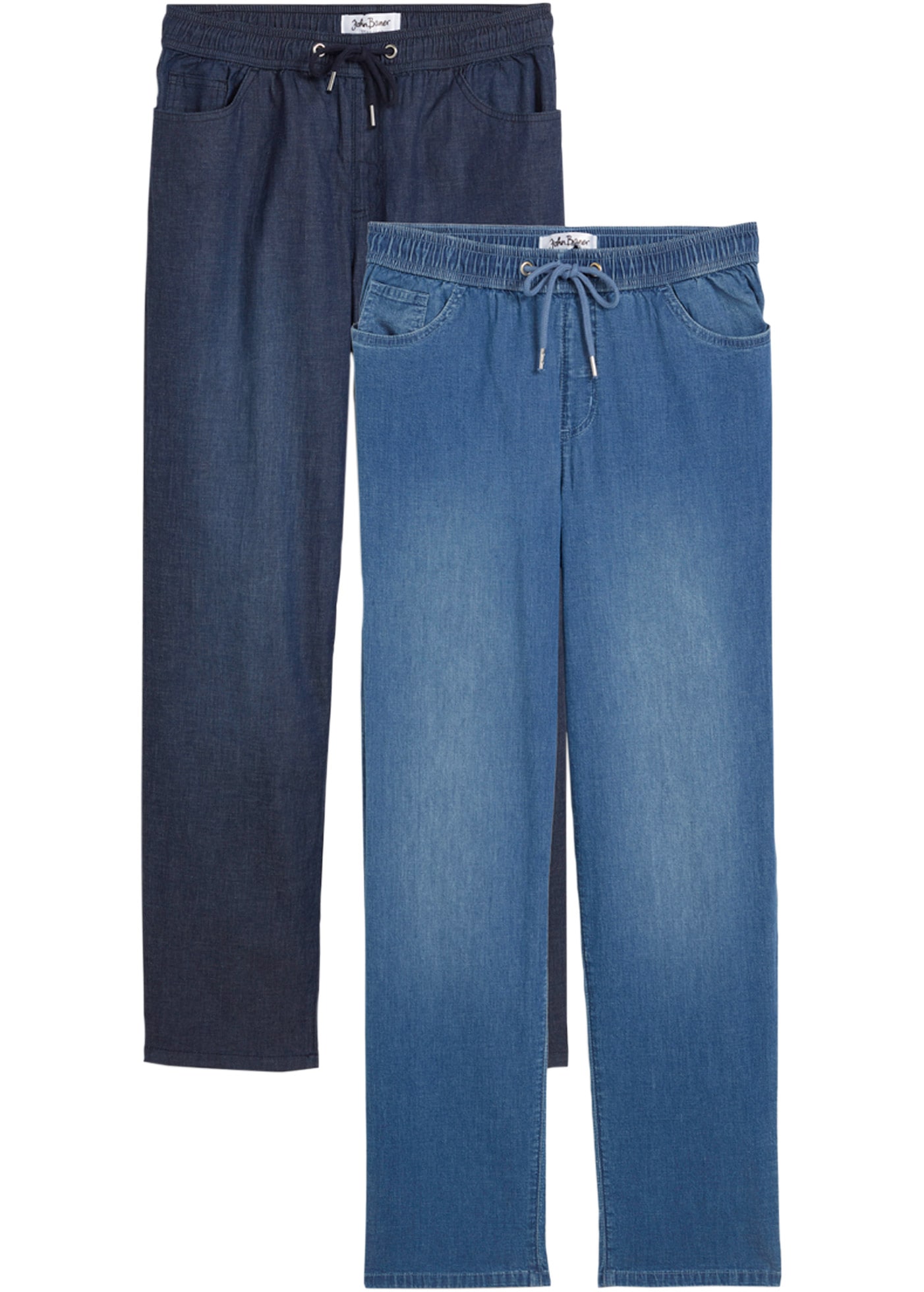 bonprix Schlupfjeans Packung, 2, 2 Stk. tlg. Straight Fit, High Waist, Bequ günstig online kaufen