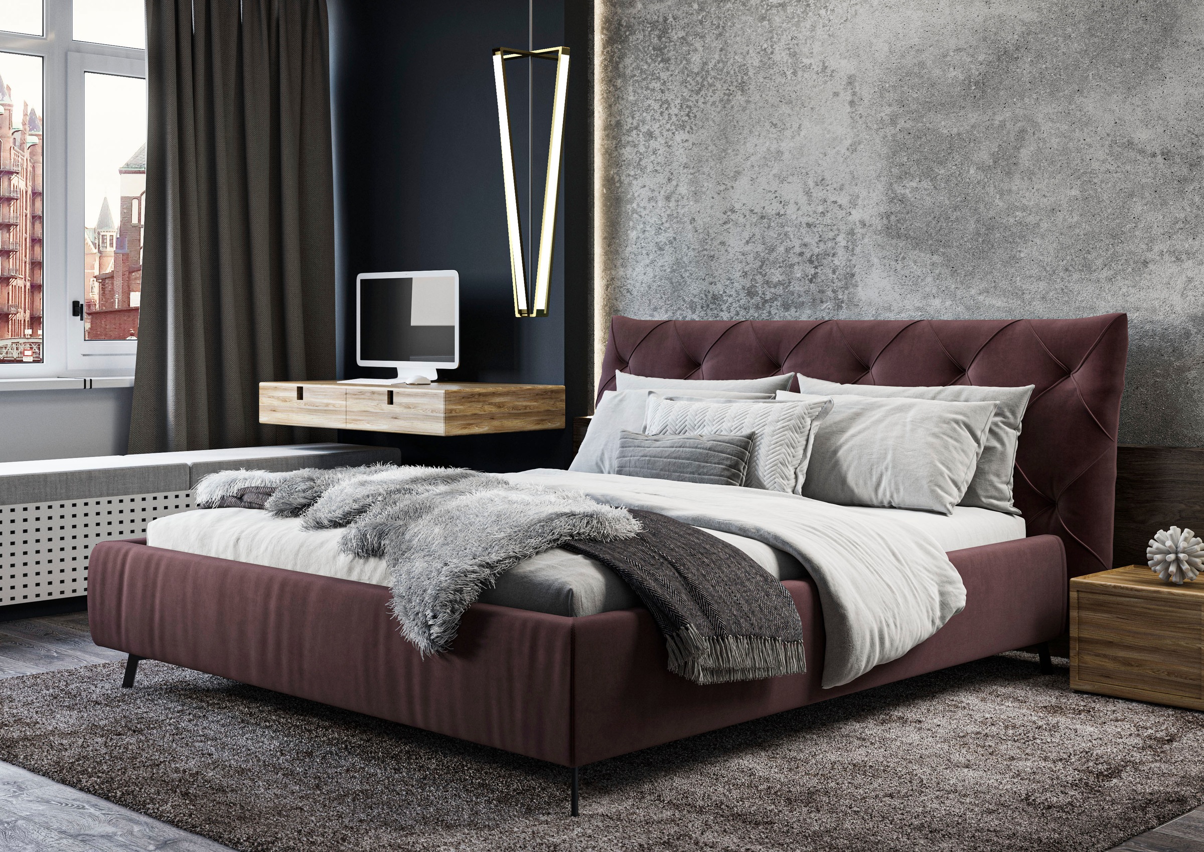 Home affaire Polsterbett "Elloree, in 4 Breiten bis 200cm, auch in Leder" K günstig online kaufen