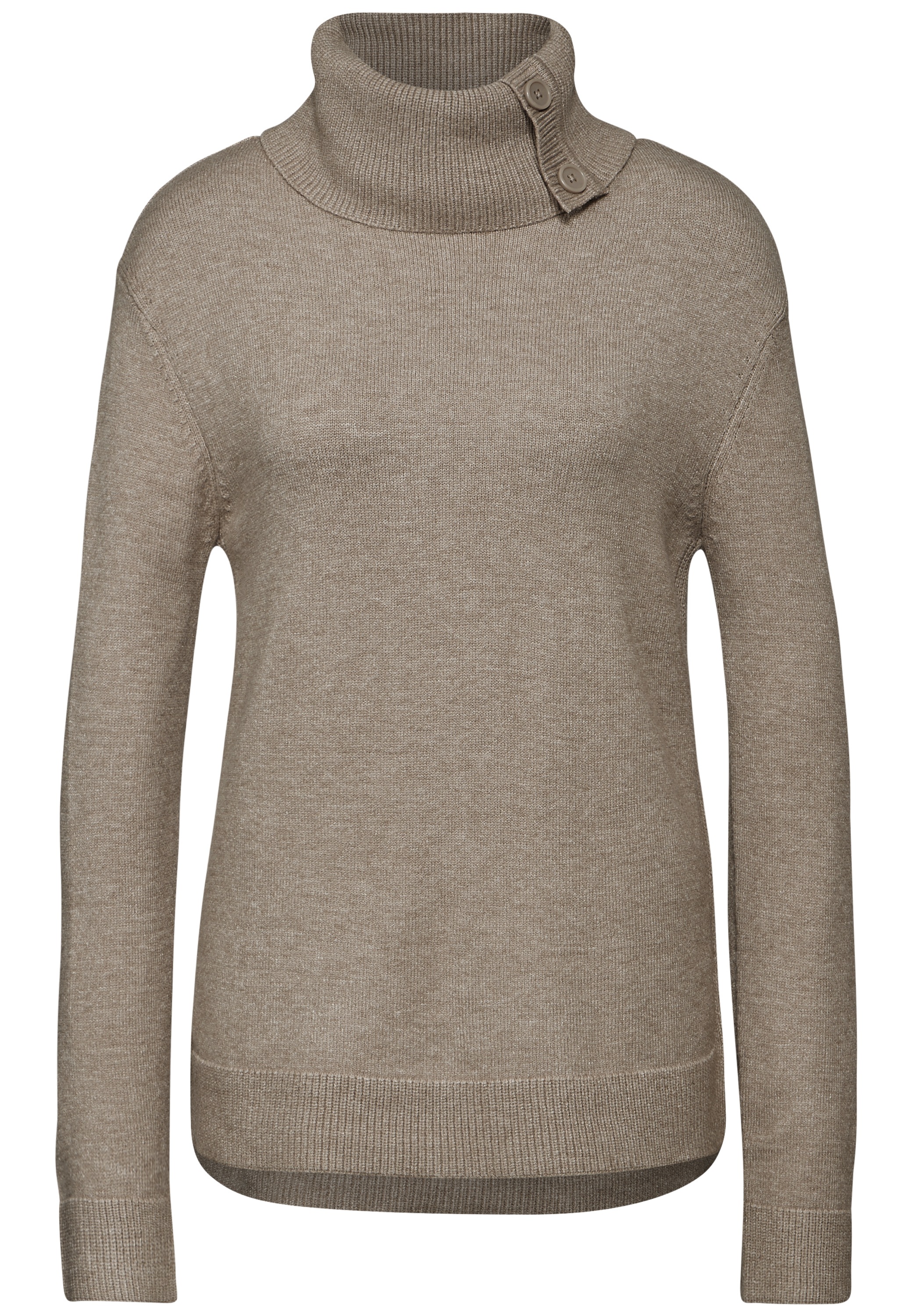 STREET ONE Rollkragenpullover, mit Knopf Details