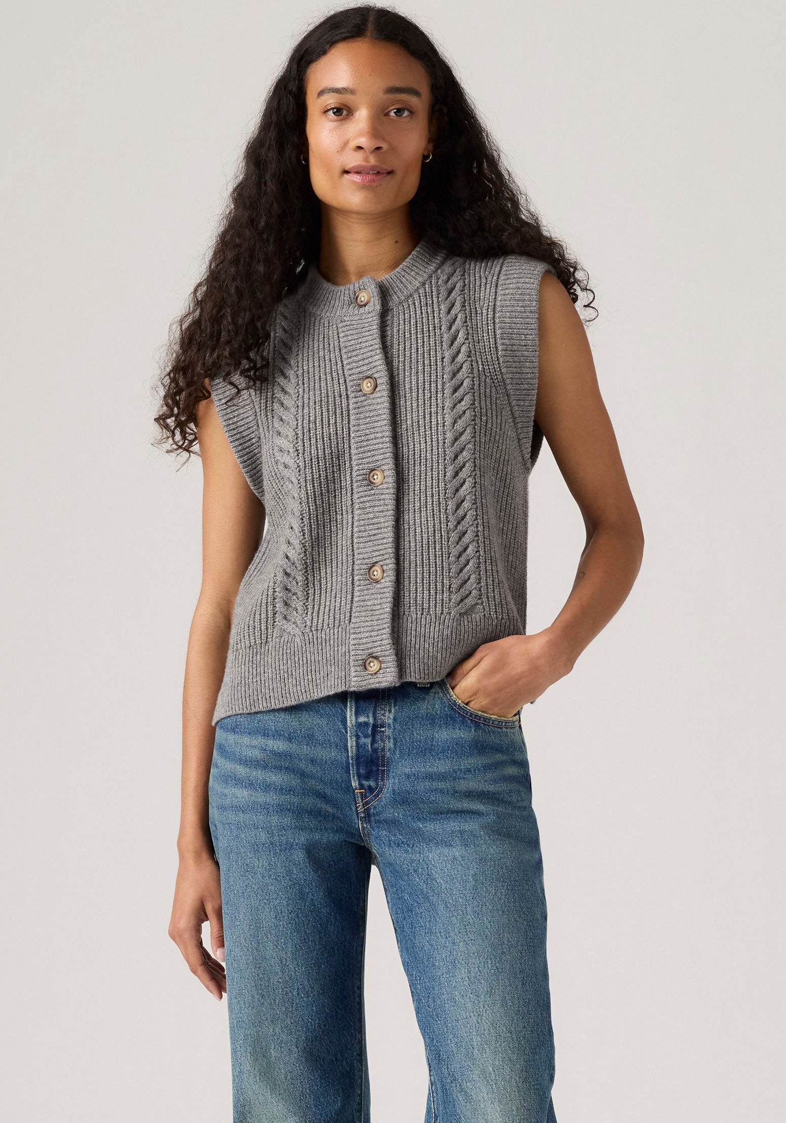 Levis Strickweste "INES CABLE SWEATE", Materialmix mit Wollanteil günstig online kaufen