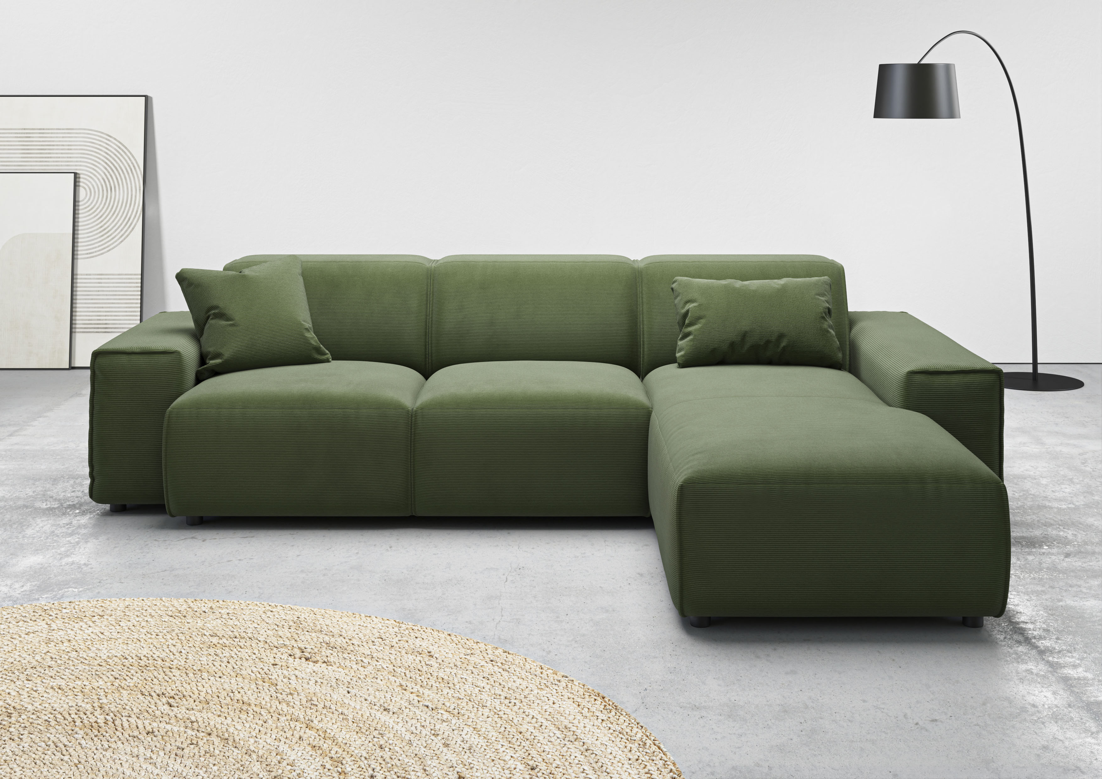 Home affaire Ecksofa "Glimminge L-Form auch in Breitcord, Feincord + Easy care-Bezug," Breite 264, Zierkissen