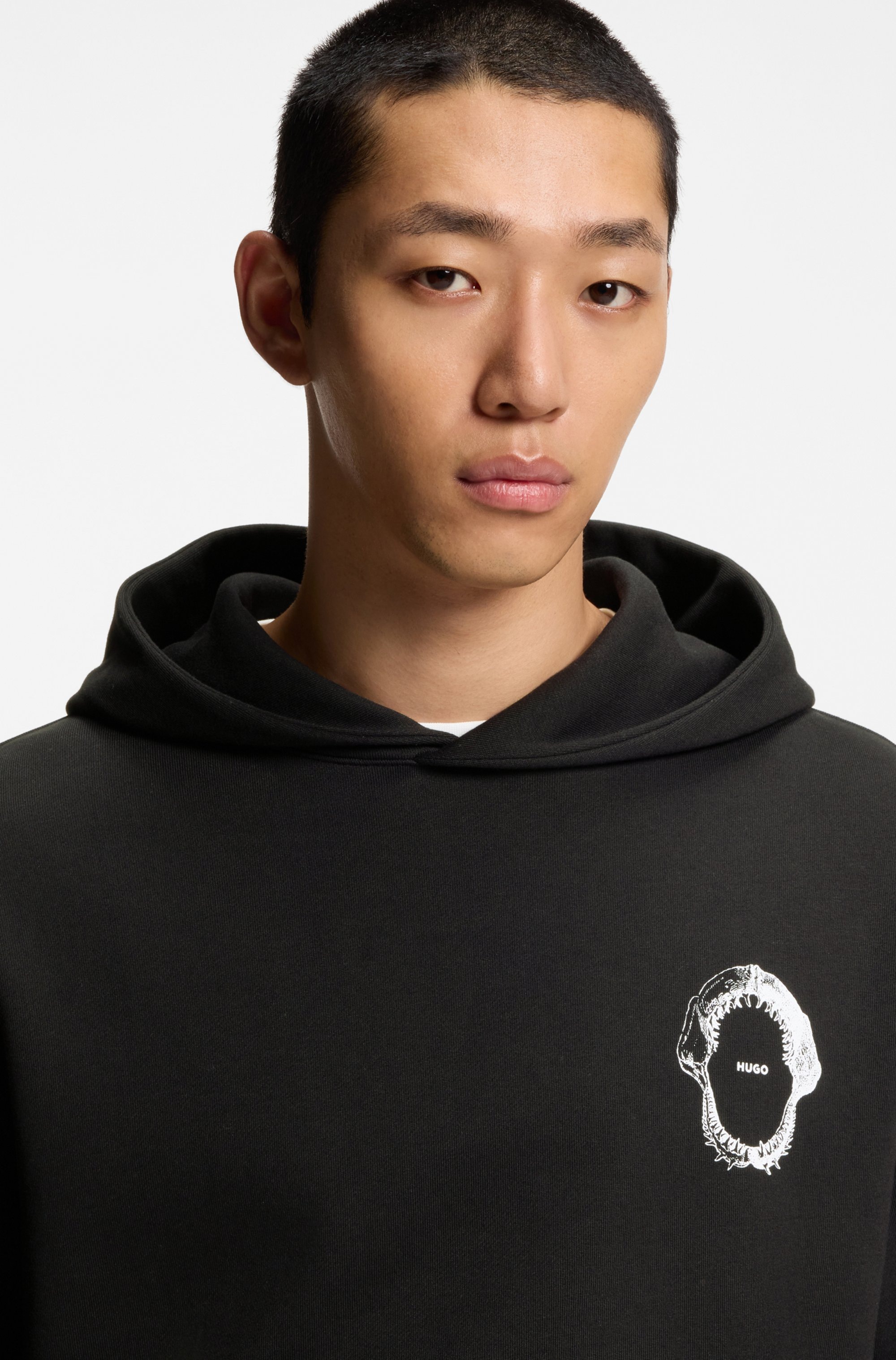 HUGO Blue Hoodie, Regular Fit, Kängurutasche, Rückendruck günstig online kaufen