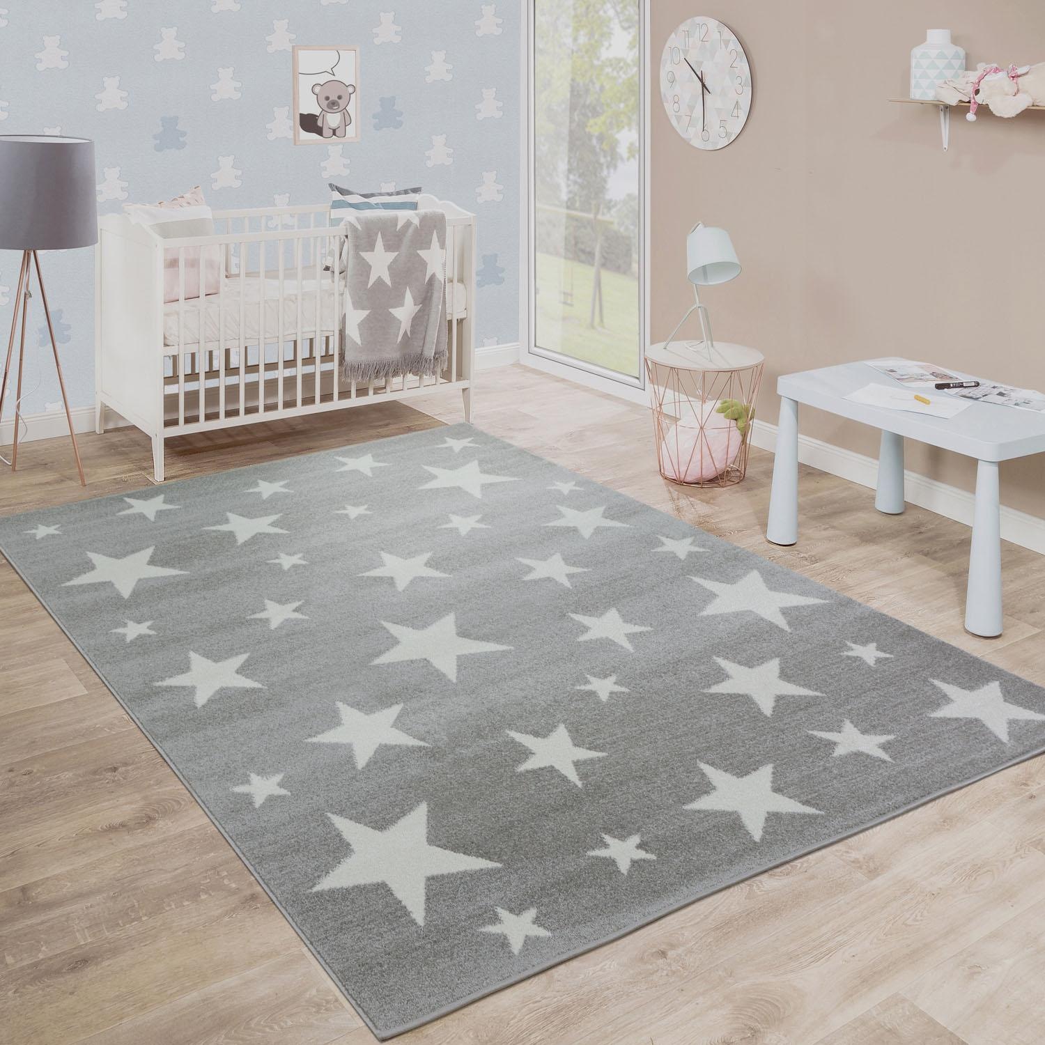 Paco Home Kinderteppich »Capri 315«, rechteckig, Kurzflor, Motiv Sterne, Pastell-Farben, Kinderzimmer