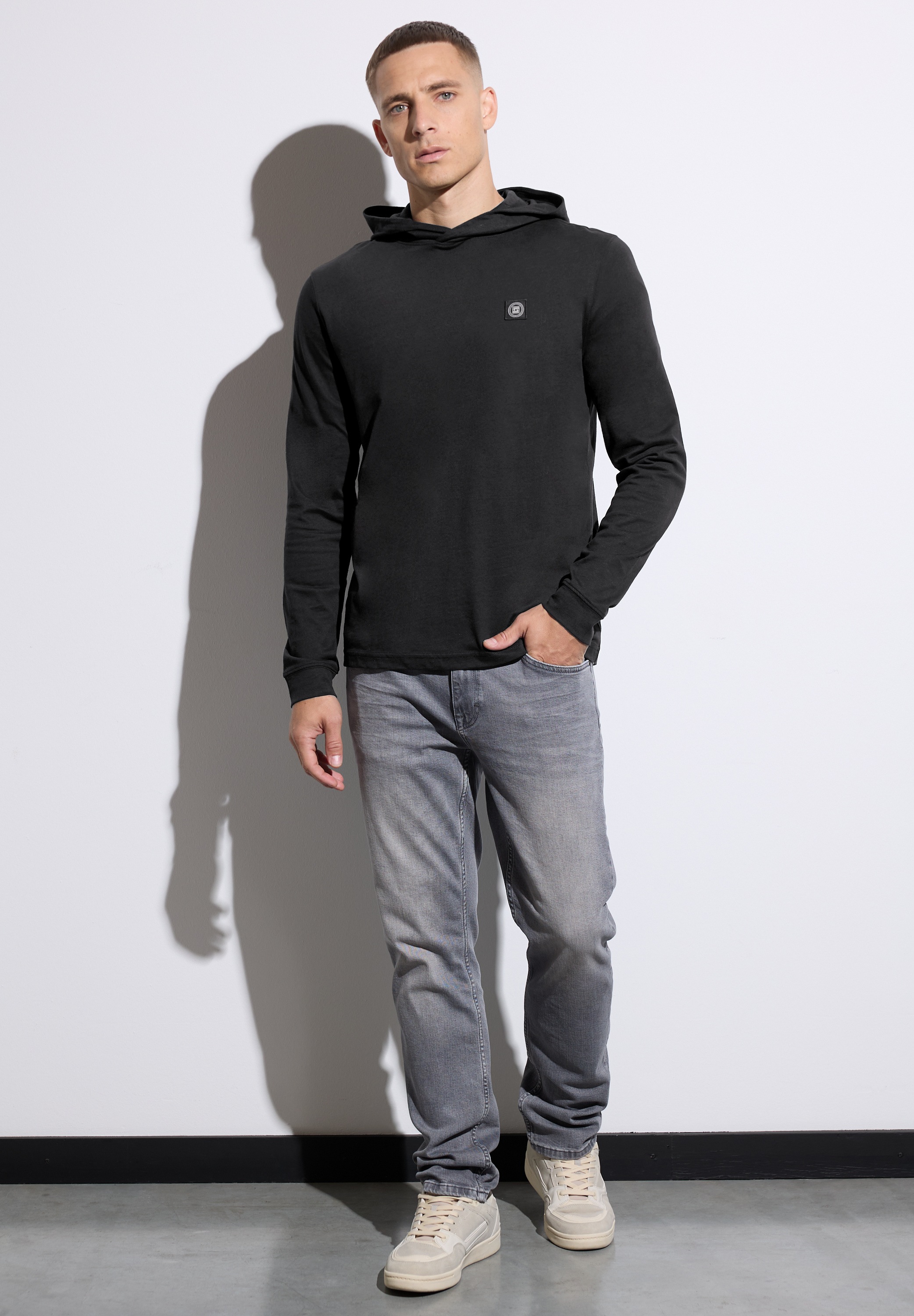 STREET ONE MEN Langarmshirt, aus reiner Baumwolle