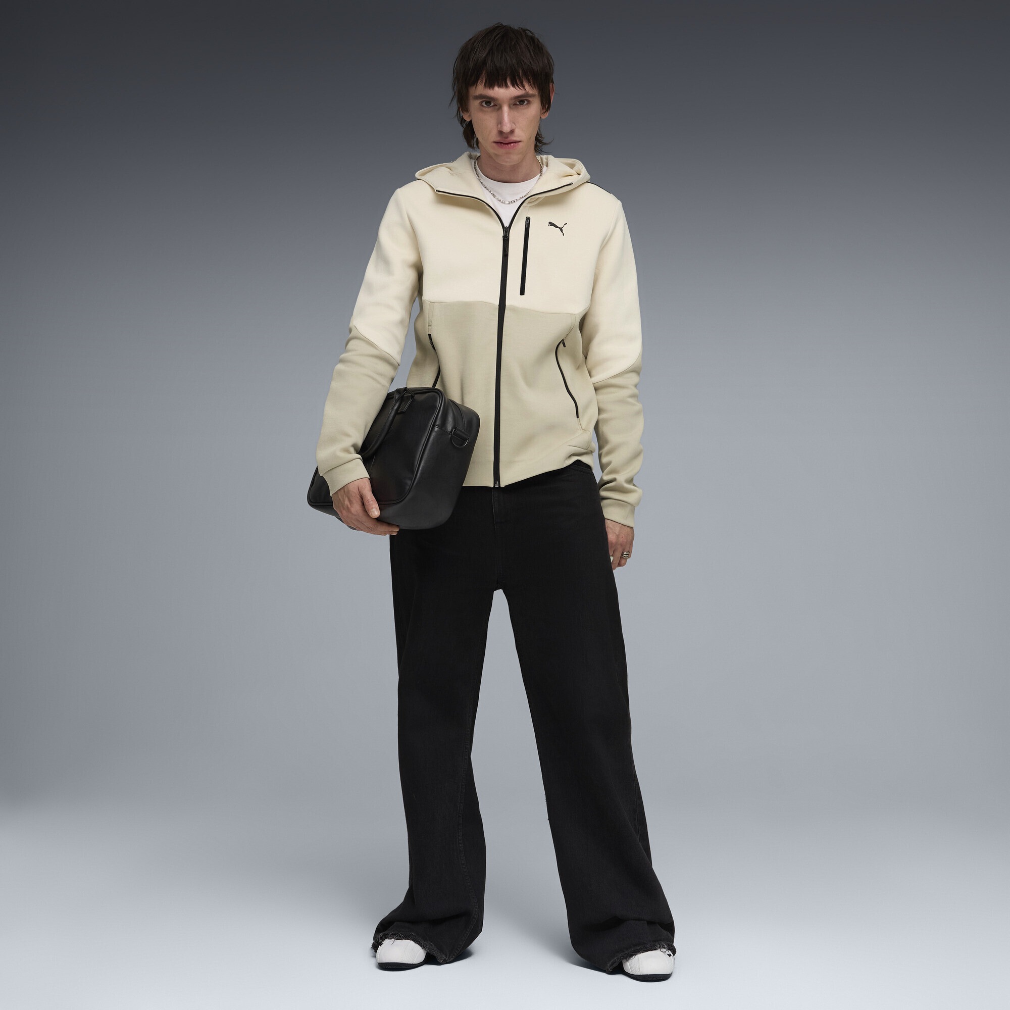 Sweatjacke PUMA "PUMATECH Kapuzenjacke Herren", Herren, Gr. M, alpine snow weiß, Obermaterial: 23% Polyester, 77% Baumwolle; Kapuzenfutter: 100% Baumwolle; Seitentasche – Oben: 100% Baumwolle; Seitentasche – Unten: 23% Polyester, 77% Baumwolle, Sweatjacke 3