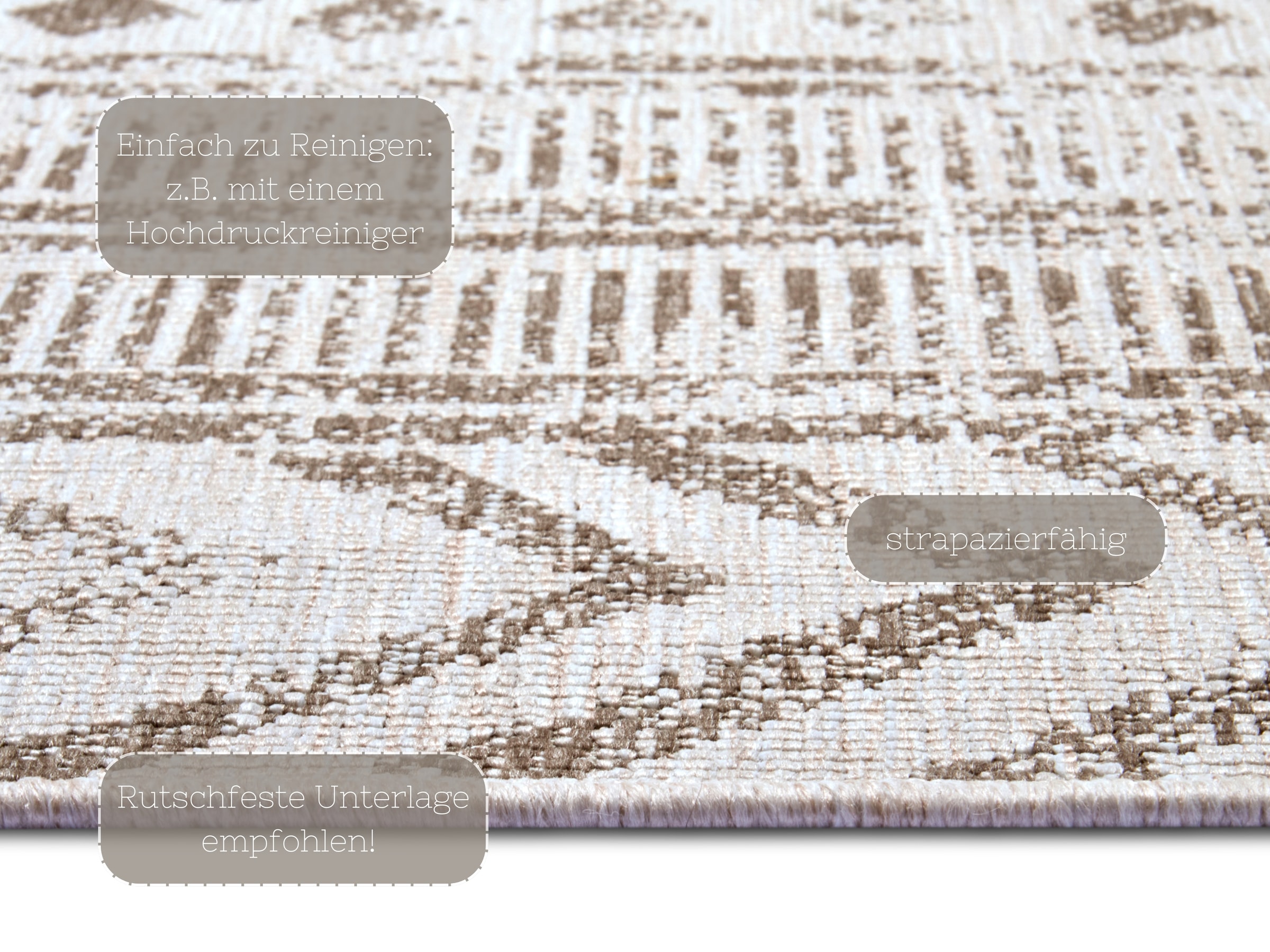 NORTHRUGS Teppich »BIRI Wendeteppich«, rechteckig, 5 mm Höhe, In-& Outdoor, Wetterfest, Balkon, Läufer, Wohnzimmer, Wasserfest, Boho