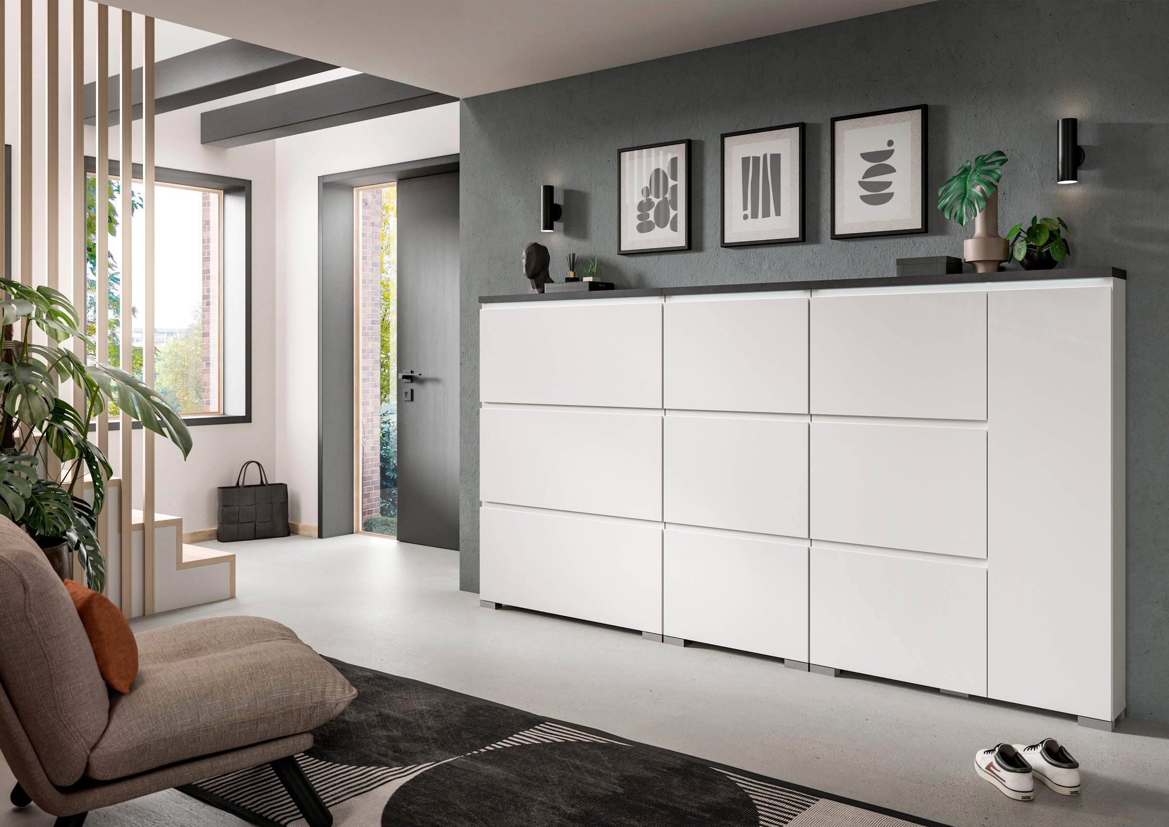 Home affaire Schuhschrank »Skoskap, Tiefe 18cm, 3 Klappen mit Schuhwalze, Platz für 12 Schuhpaare« Schuhkipper, Schuhkommode, Schuhregal, Kommode, Anrichte