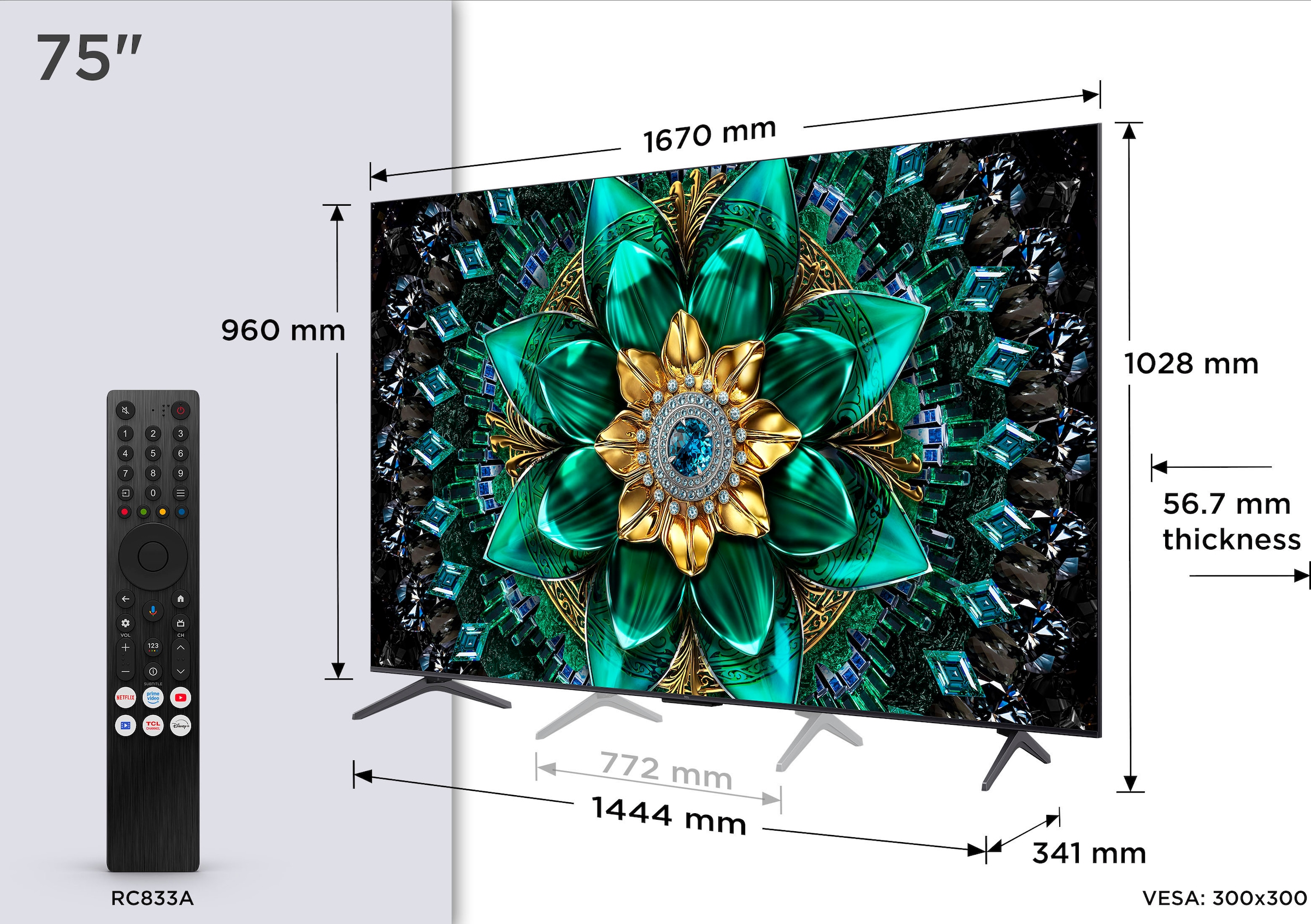 TCL QLED Mini LED-Fernseher »75Q6CX2«, Smart-TV-Google TV, 144 Hz, 4K HDR Premium, Smart TV, Apple TV, Multi-HDR und Dolby Vision