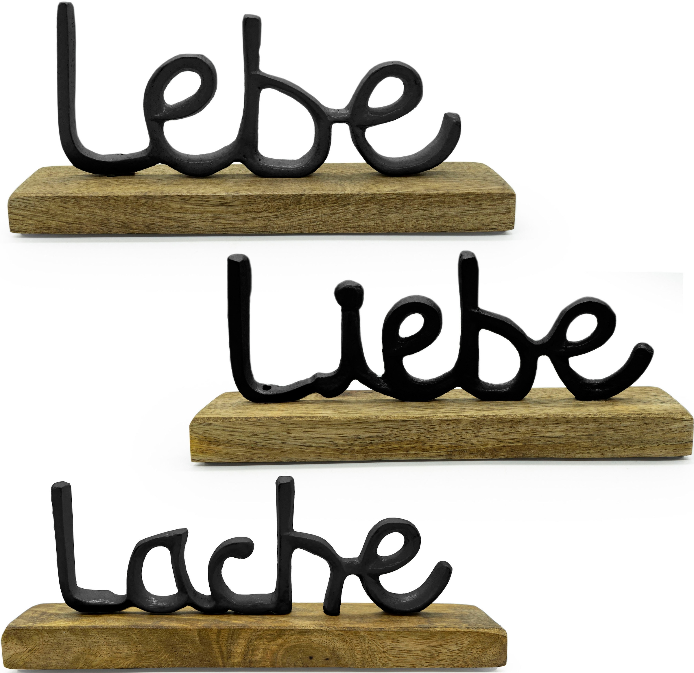 Lache«, Liebe, und Deko-Schriftzug LIVING BAUR Holz Aluminium NOOR bestellen aus »Lebe, |