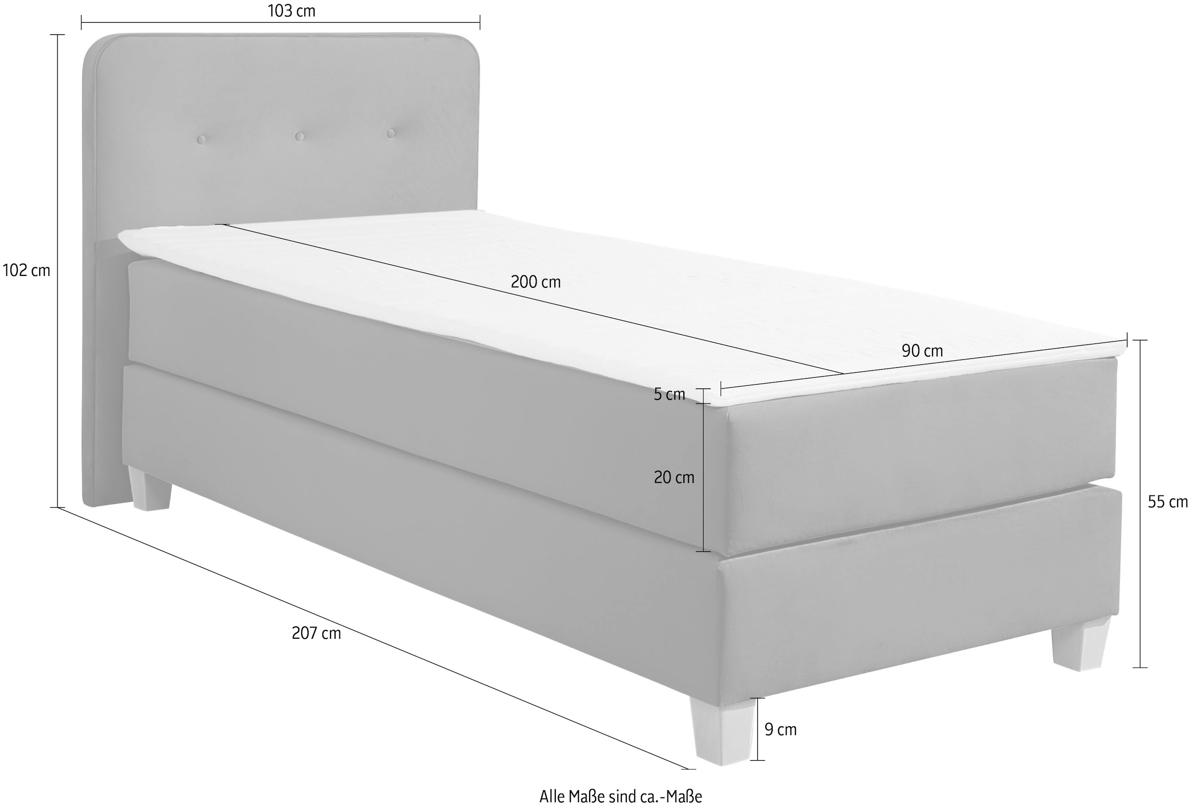 Home affaire Boxspringbett »Fargo«, inkl. Topper, in 3 Matratzenarten, in Samt- oder Strukturstoff
