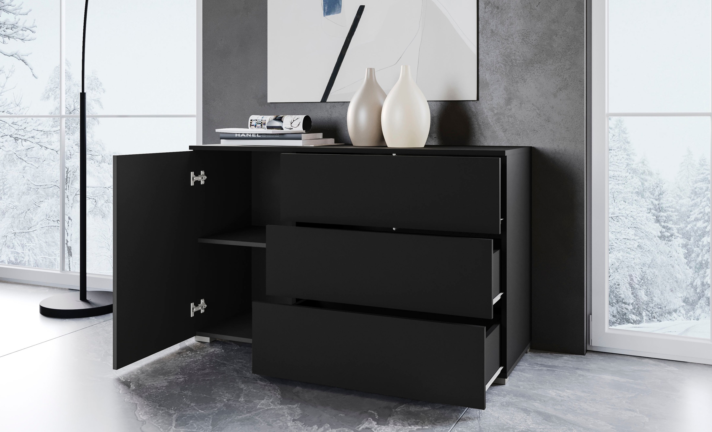 INOSIGN Sideboard "PARIS", (1 St.), Moderne 110cm breite grifflose Kommode, günstig online kaufen