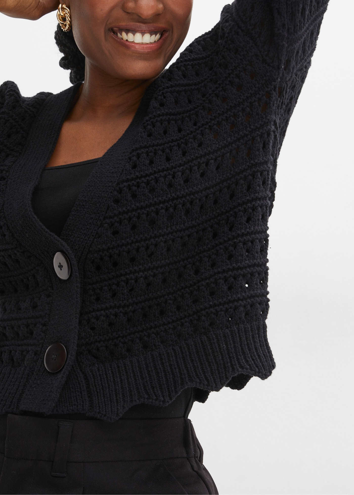 bonprix Ajourstrickjacke Oversize-Passform, mit Lochstrickmuster, im Casual Stil