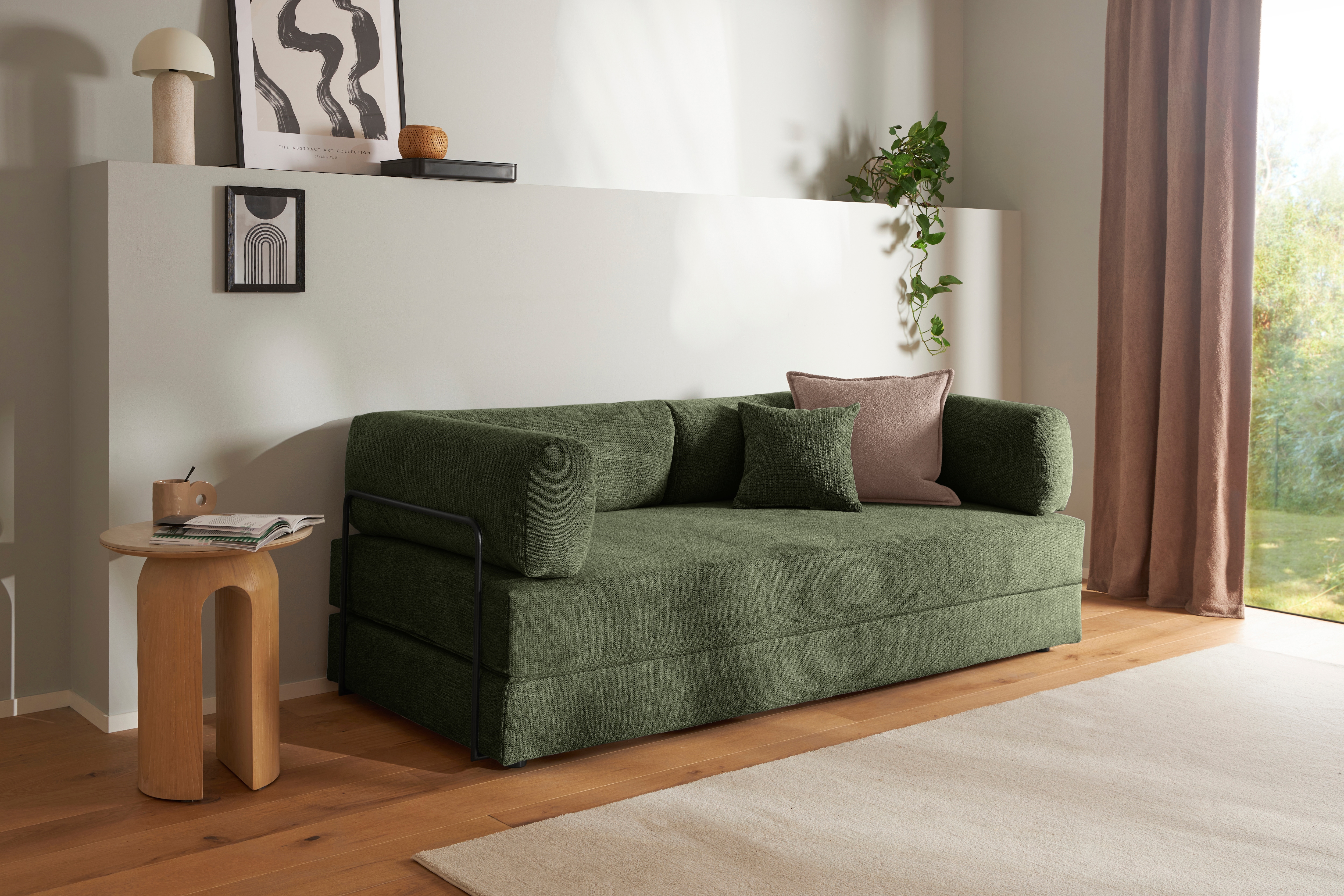 homsy by Ana Johnson Schlafsofa "Folda Dauerschläfer, B: 206 cm, Liegefl. 181x198 cm" mit Bett-/Schlaffunktion, inkl. 1x Zierkissen, Tonnentaschenfederkern