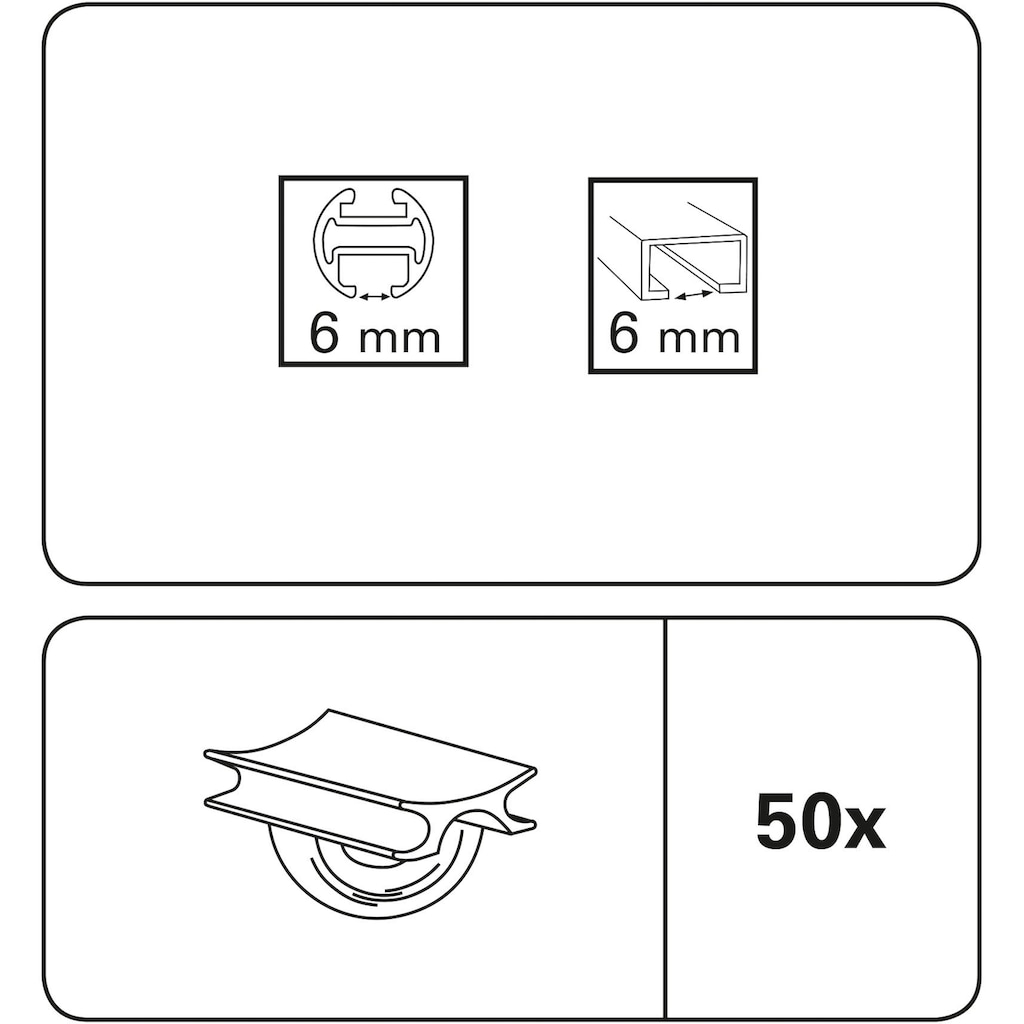 GARDINIA Gardinengleiter »Querbügel-Gleiter Maxi«, (50 St.), Serie Aluminium-VHS Set