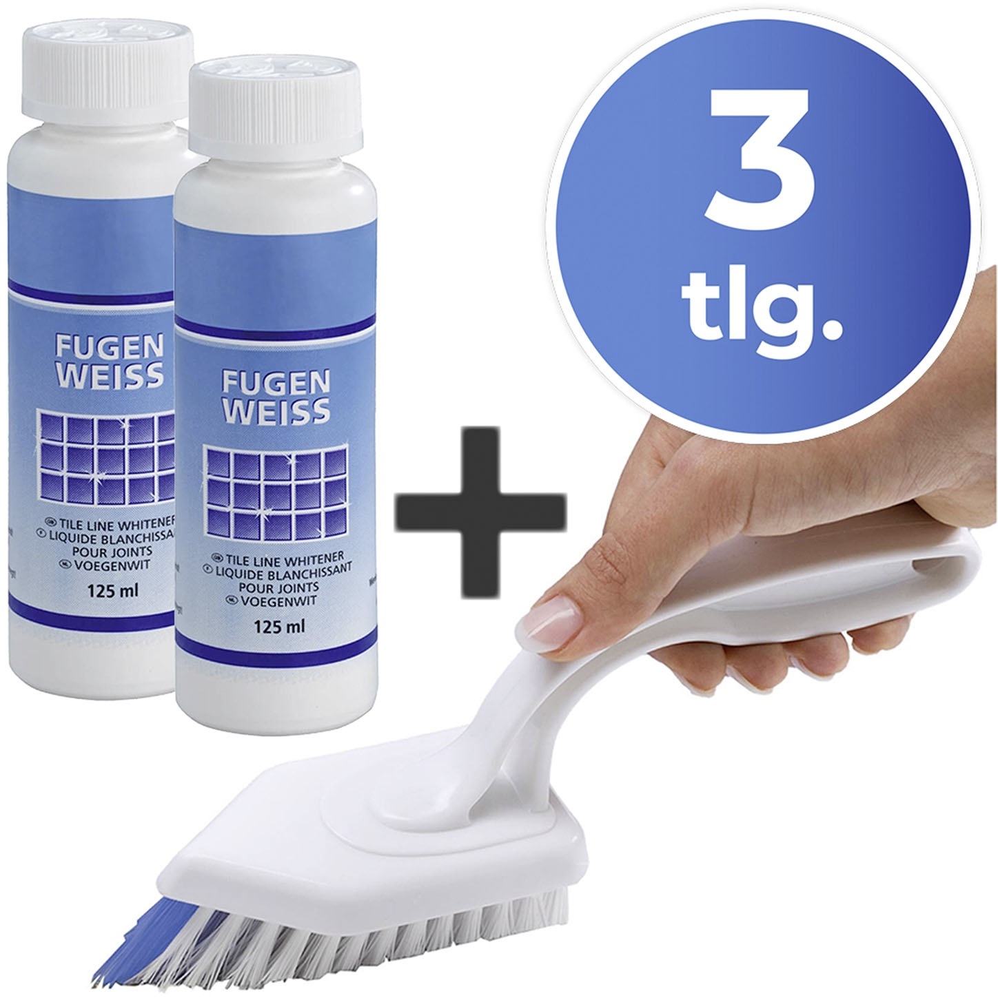 Maximex Bodenwischer-Set »Fugen-Reinigung«, (Set, 3 St.), 2 x Fugenweiß mit Schwammaufträger und Fugenbürste