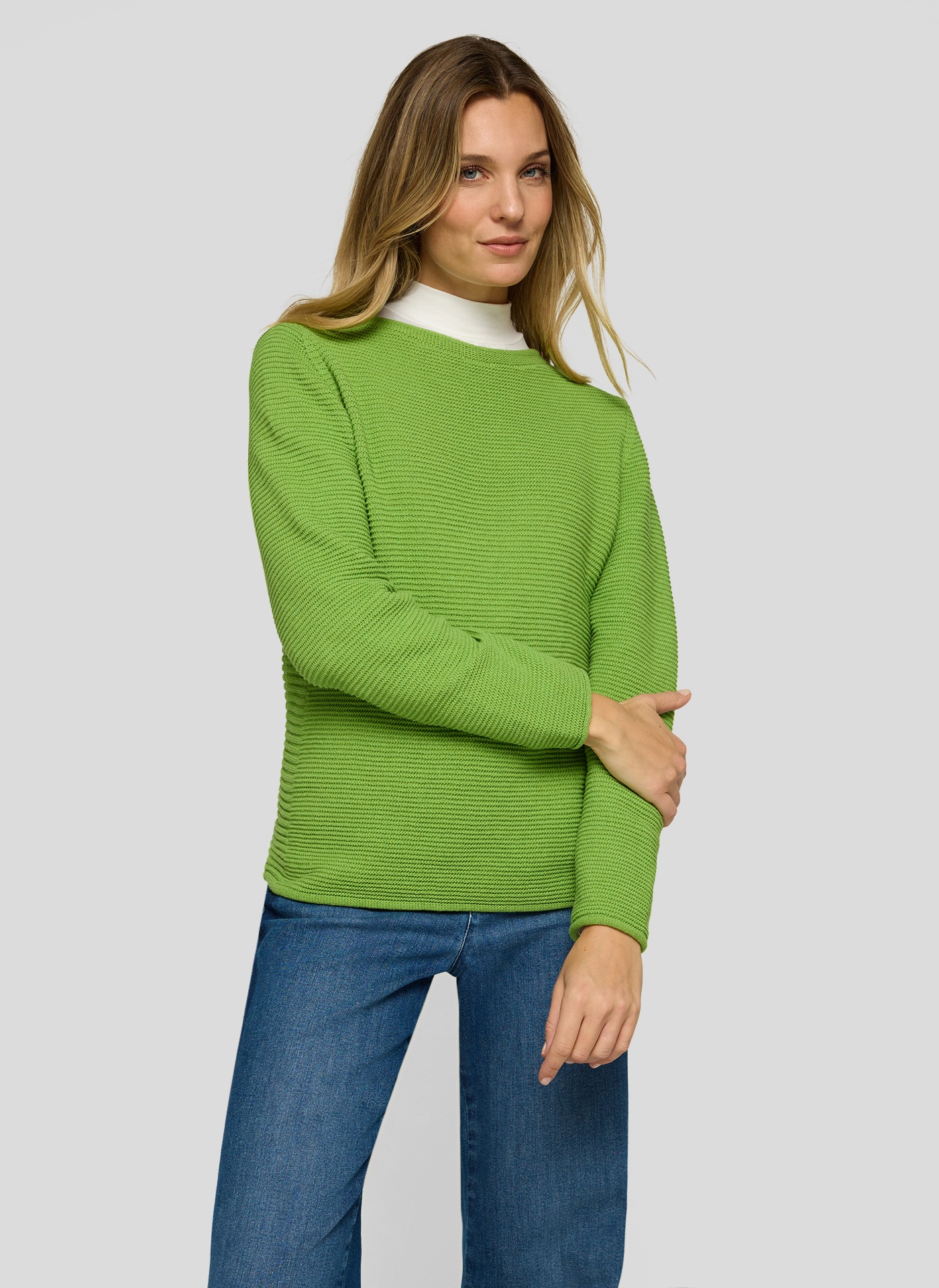 Strickpullover RABE "Pullover", Damen, Gr. 38, grün, 52%Polyester, 42%Baumwolle, 6%Sonstige Fasern, unifarben, gerade, gerader Abschluss, Pullover Strickpullover