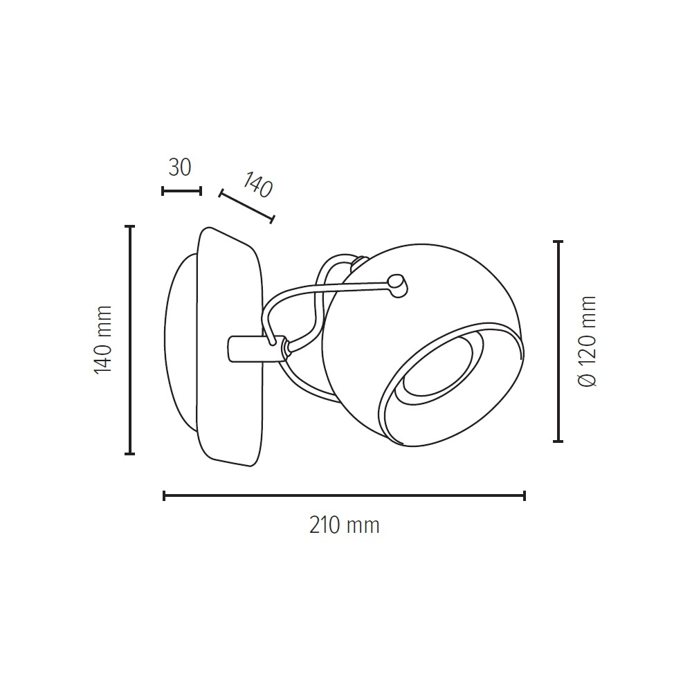 SPOT Light Wandleuchte »BALL«, 1 flammig, Leuchtmittel GU10 | LED wechselbar, LED-Leuchtmittel inkl., Retro-Optik, flexibel verstellbar, schwenkbar