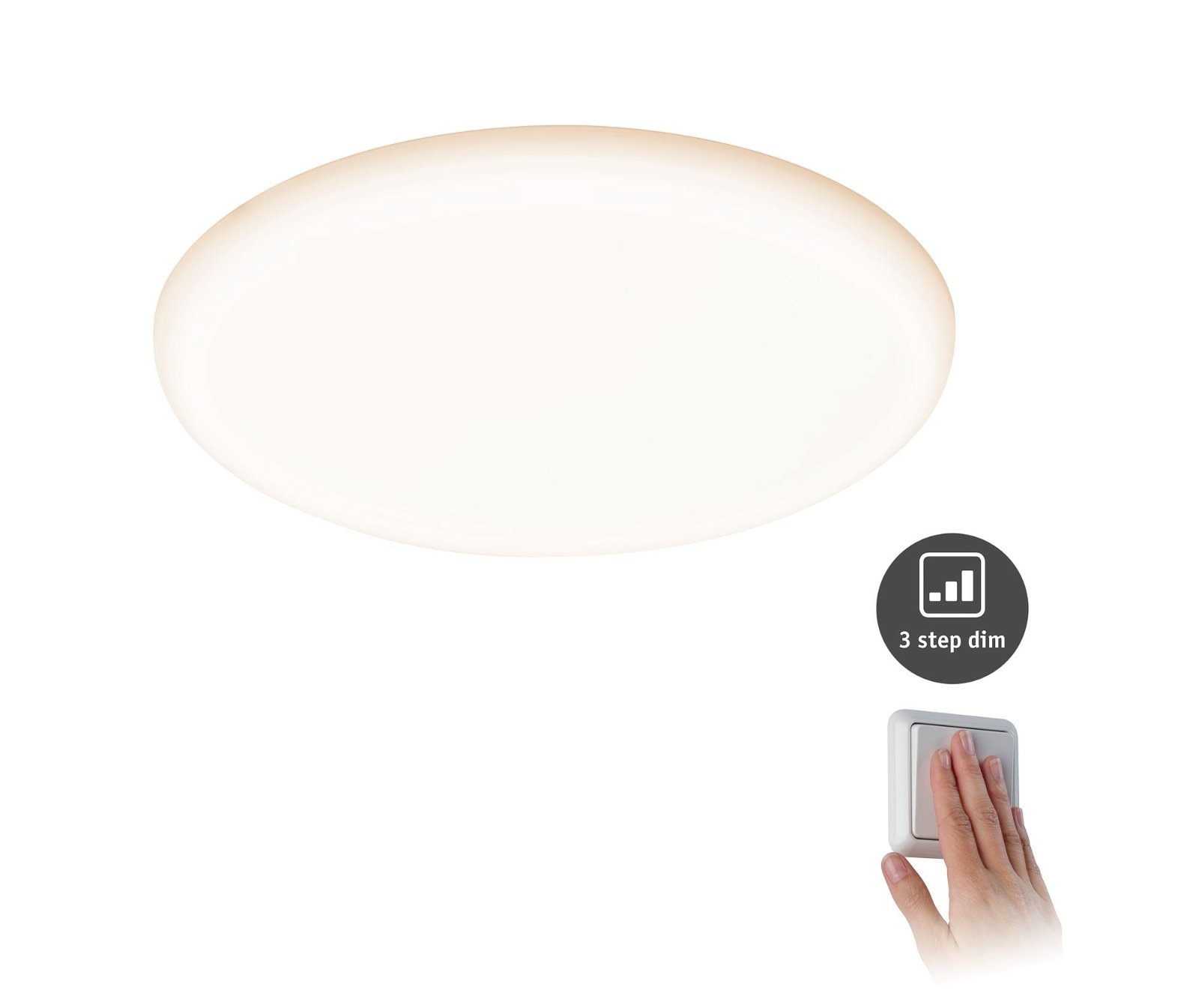 Paulmann LED Einbauleuchte »VariFit Veluna IP44 rund 215mm 21W 1650lm 3000K Satin 3-Step-Dim« 1 Stk. Warmweiß Einbaupanel, dimmbar