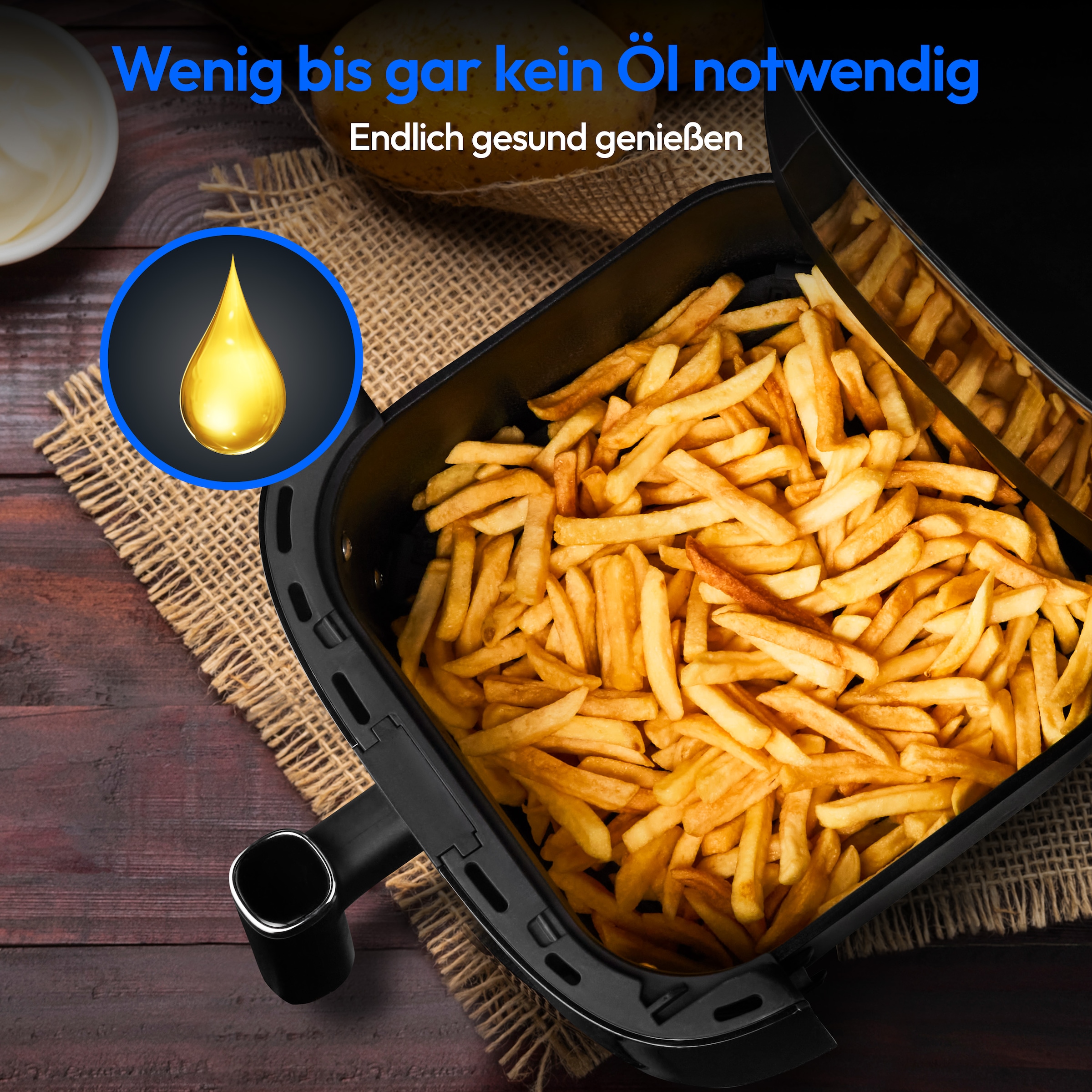 Medion® Heißluftfritteuse »X10 XL (MD 11780), 5 L, 10 Automatikprogramme, Wassersprayfunktion«, 1500 W, Temperatur einstellbar 80 - 230 °C, ILAG Beschichtung, Timer