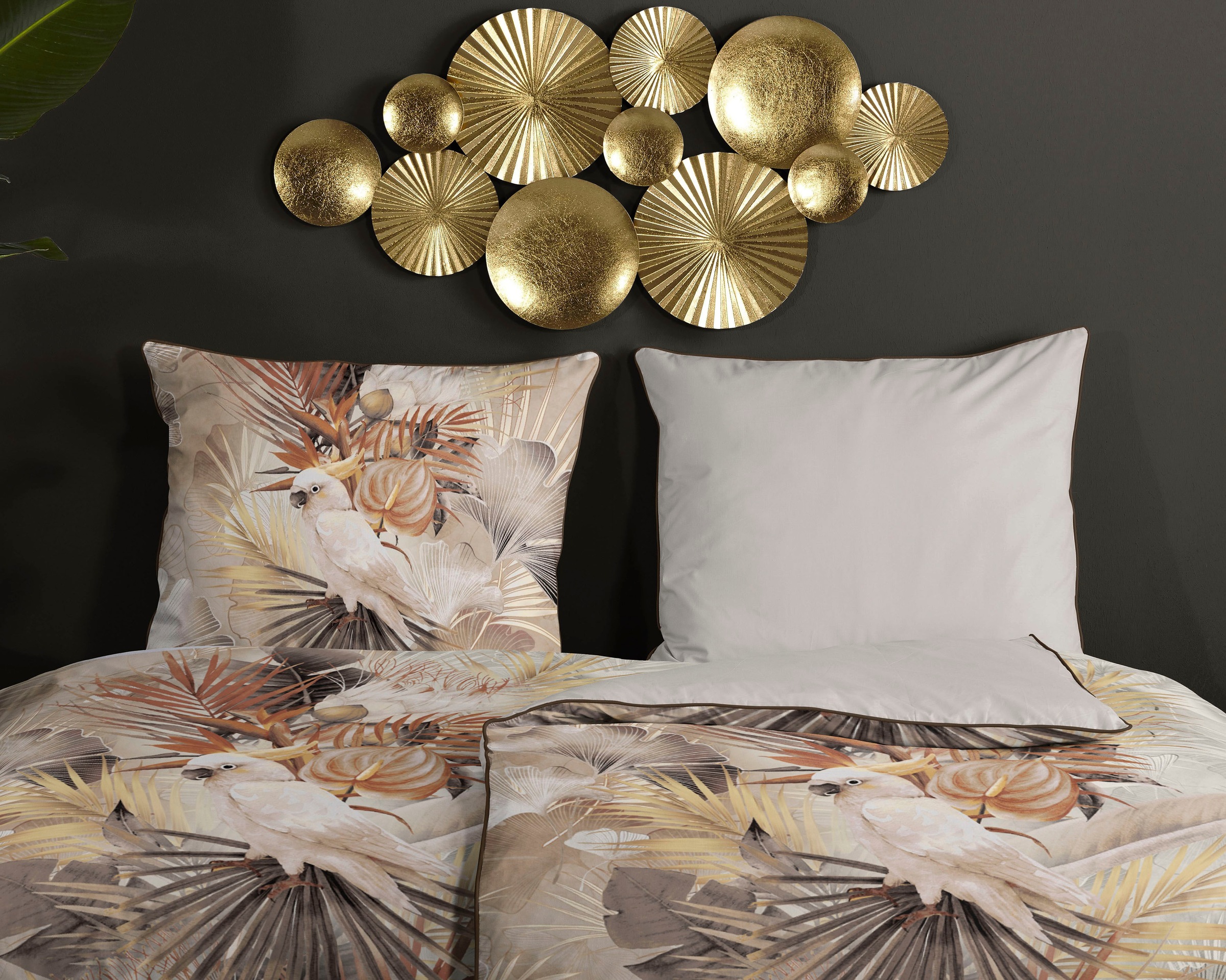 Thumbnail - Descanso Wendebettwäsche "Pippa" 2 Stk. tlg. Baumwolle, Mako Satin, 135x200, Biese, Reißverschluss, Wende, Sand