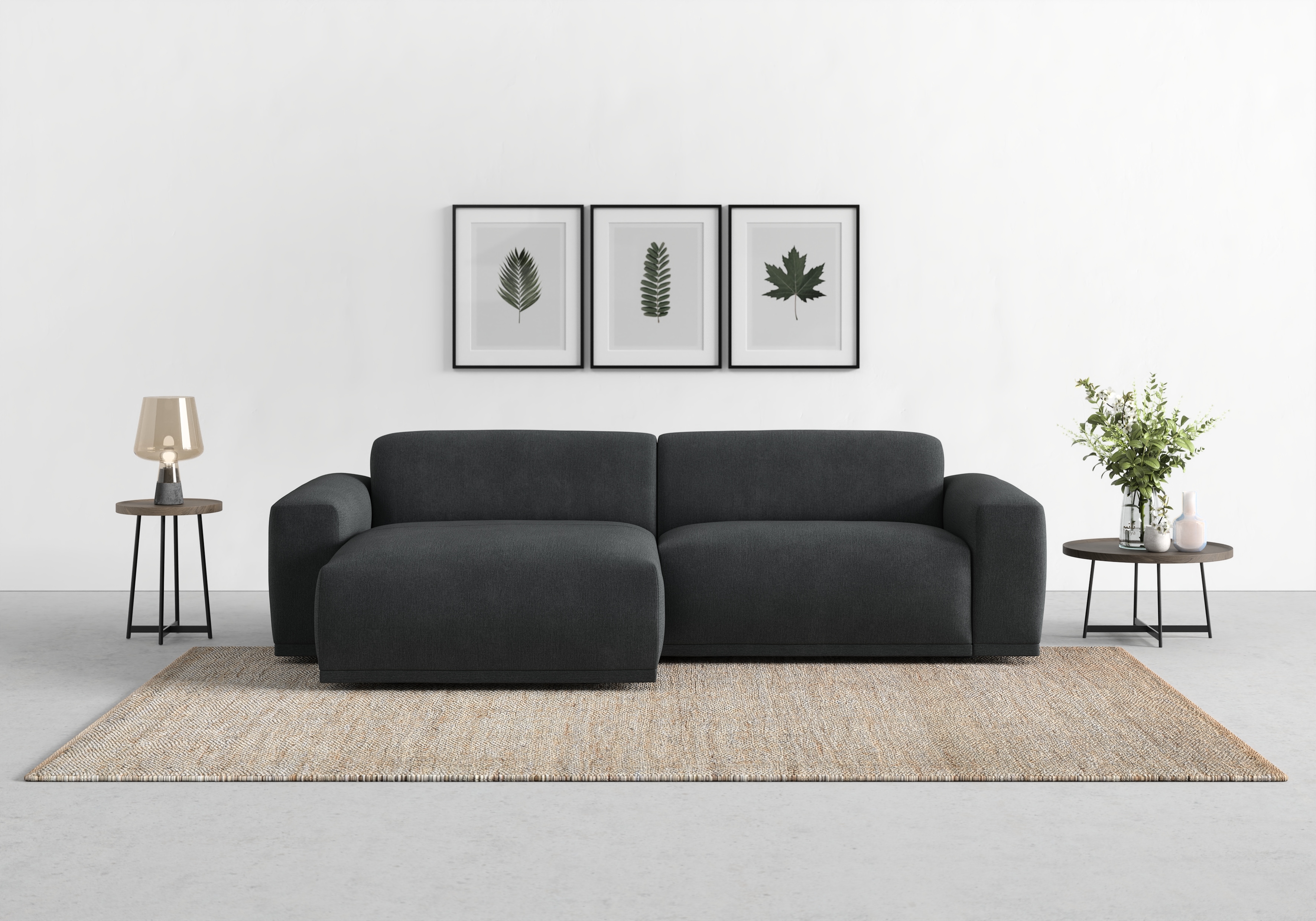 TRENDMANUFAKTUR Ecksofa "Braga, mit hochwertigem Kaltschaum, L-Form, Japandi-Design" modernes Sofa, Couch mit hohem Sitzkomfort, 255/72/160 cm (B/H/T)