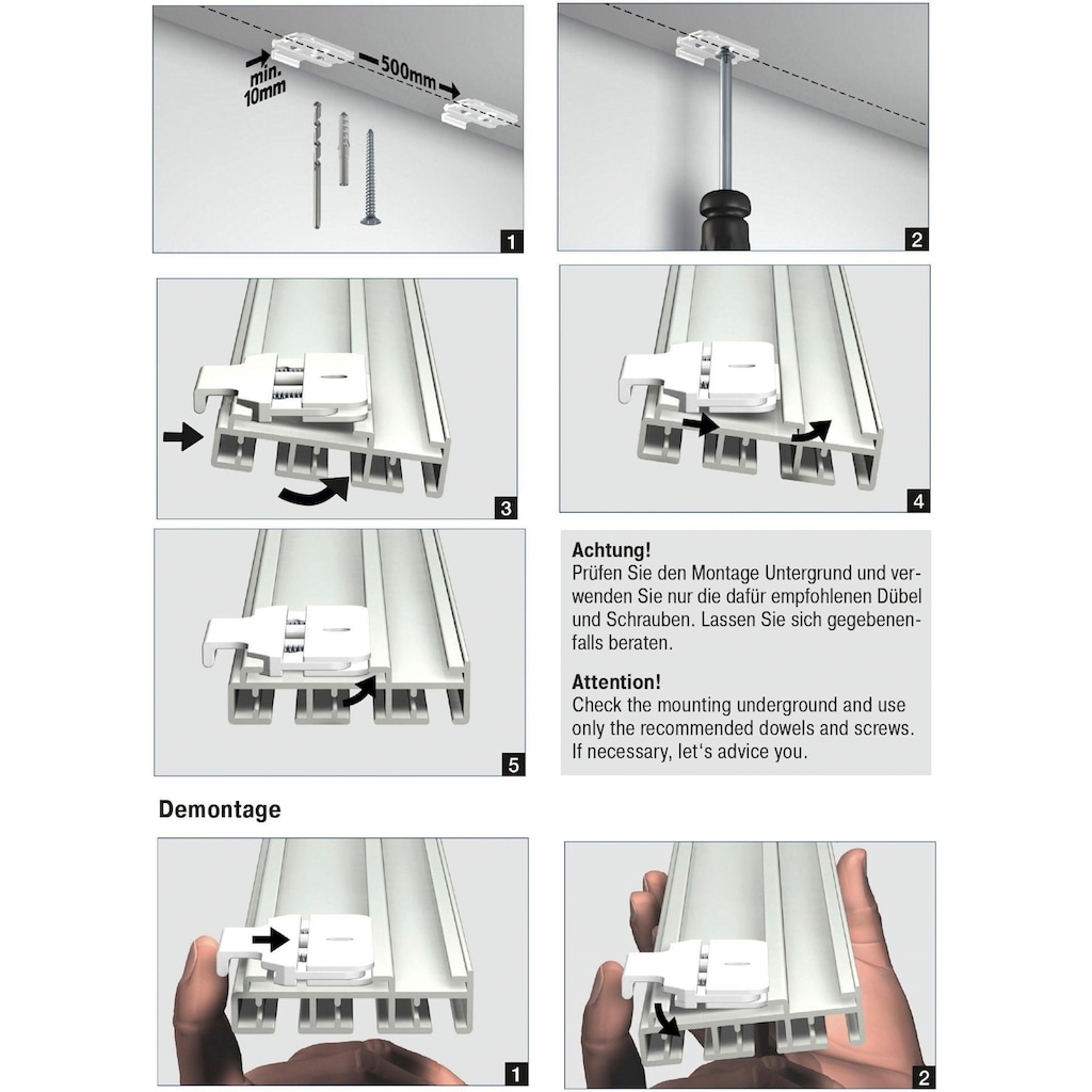 GARDINIA Gardinenstangenhalter »Deckenclip«, (2 St.)