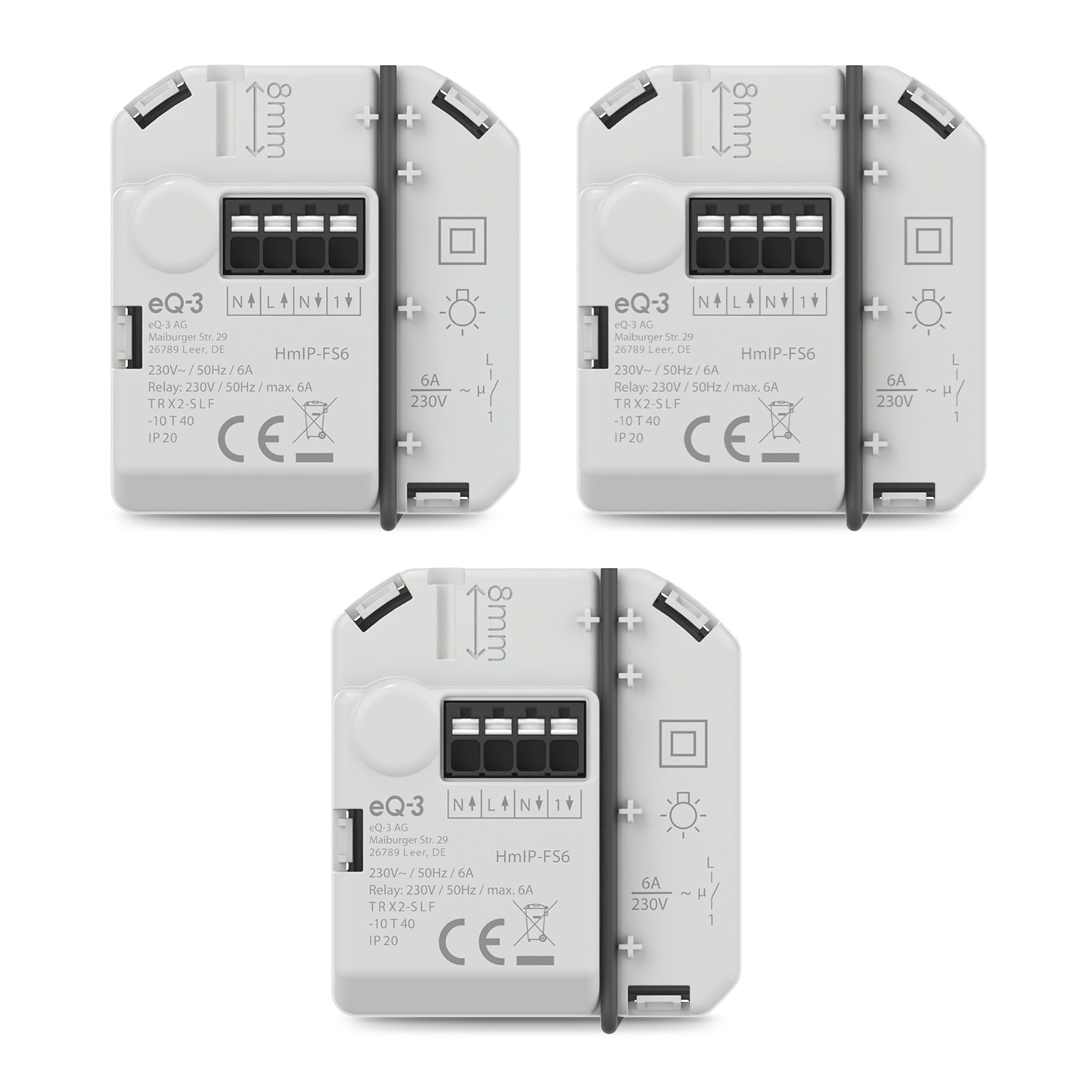 Homematic IP Unterputzschalter »3er Set Schaltaktor (6 A) – Unterputz«