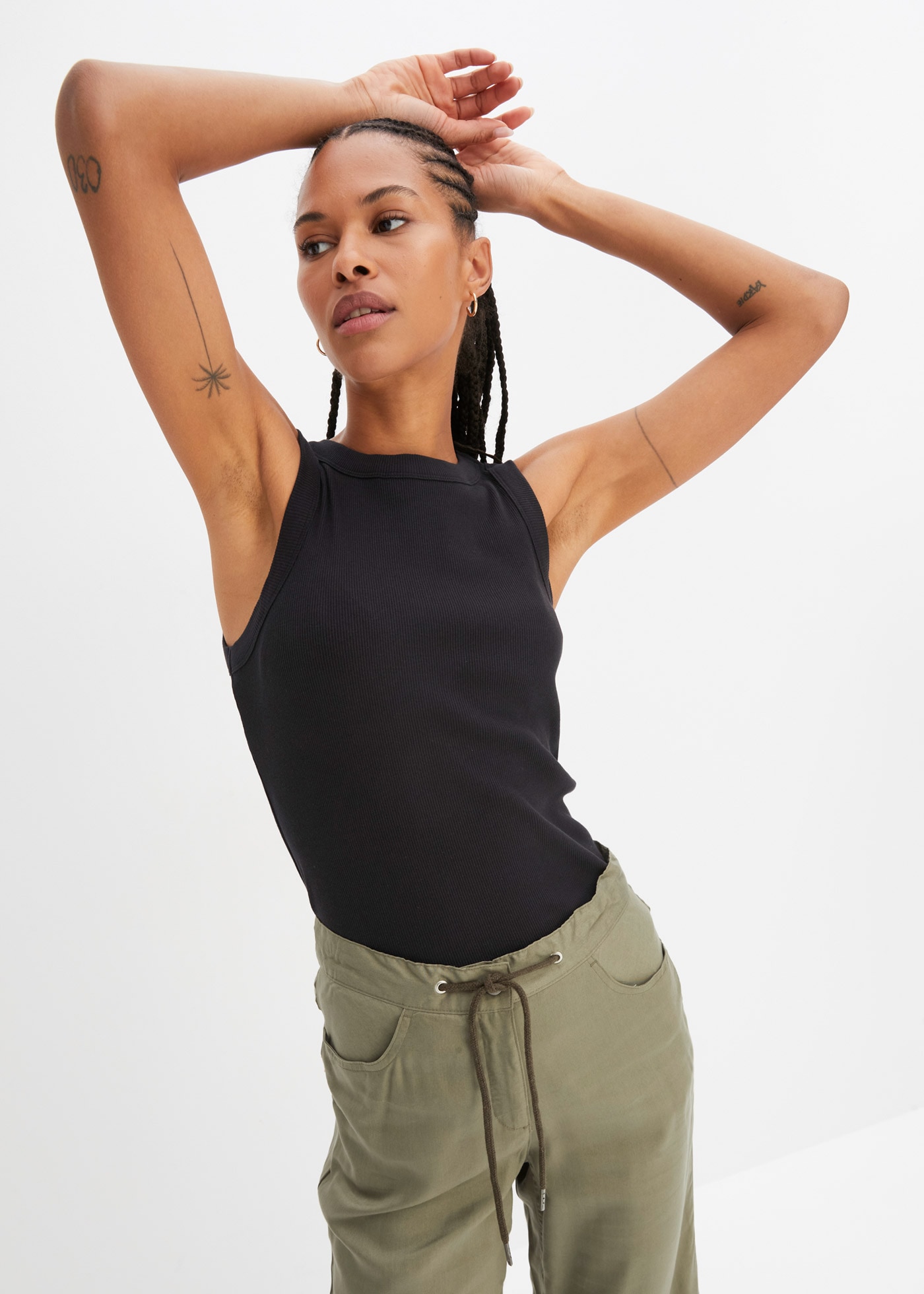 bonprix Shirttop modischer Stil, eng anliegende Passform, ohne Ärmel, aus Baumwolle