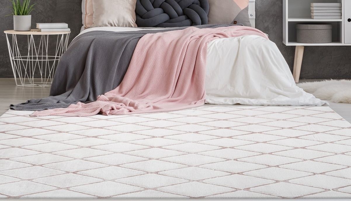 calo-deluxe Teppich "Jardan-2000" rechteckig 20 mm Höhe besonders weich durch Microfaser, Rauten-Design