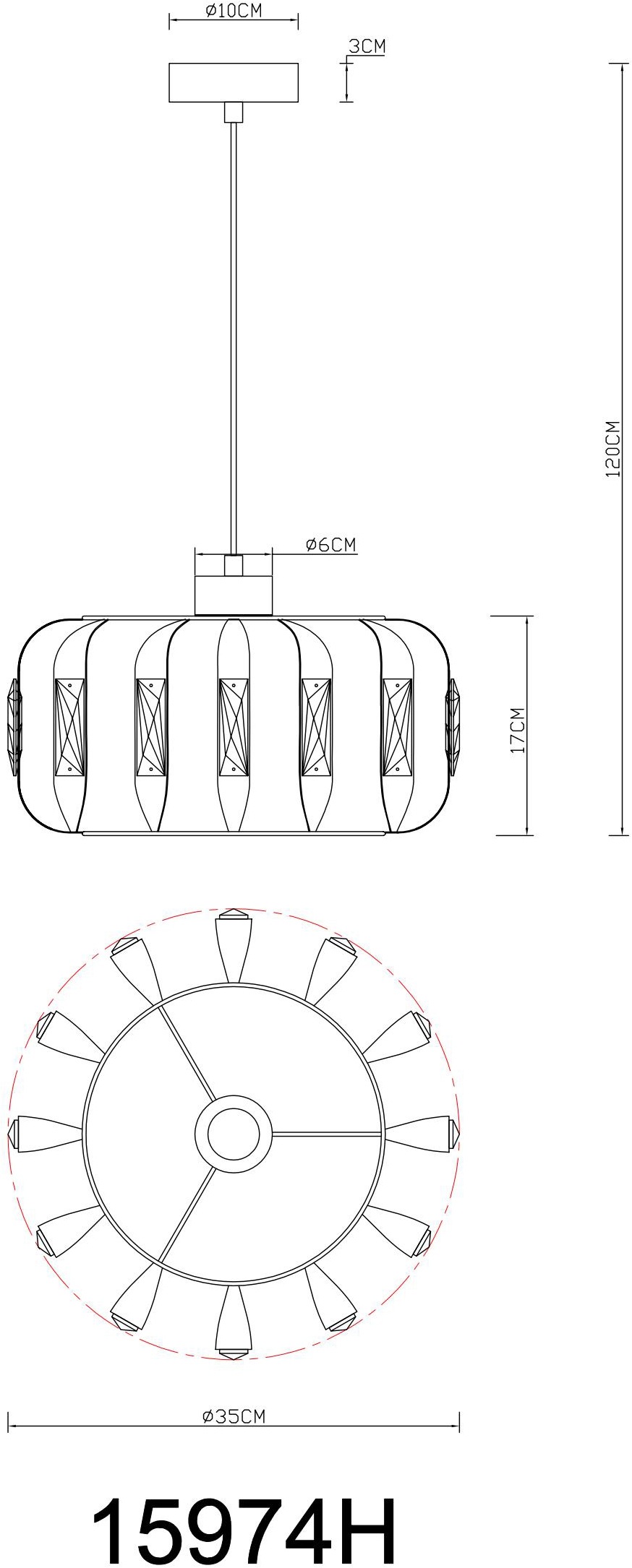 GLOBO LIGHTING Hängeleuchte »ARLEN« E27 1 Stk. Hängeleuchte mit Kristallen, elegant, edel & dekorativ