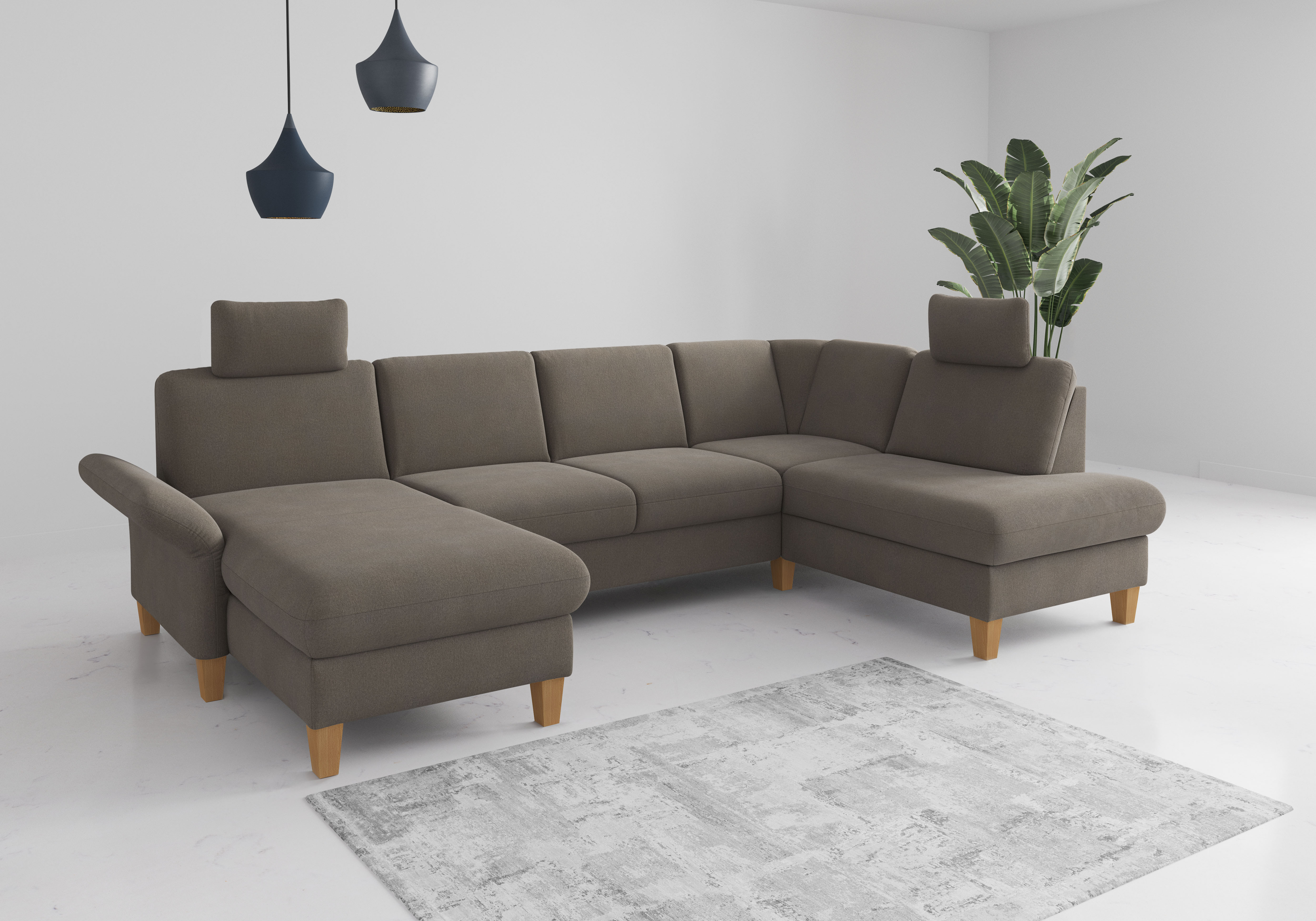 OTTO home Wohnlandschaft "Rochelle, U-Form" optional mit Armteilverstellung, mit Schlaffunktion & Bettkasten